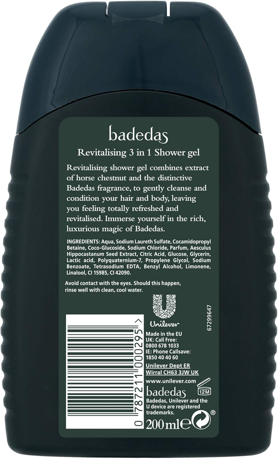 Badedas for Women Shower Gel Shampoo & Conditioner with Horse Chestnut Extract, 6.8 Ounce