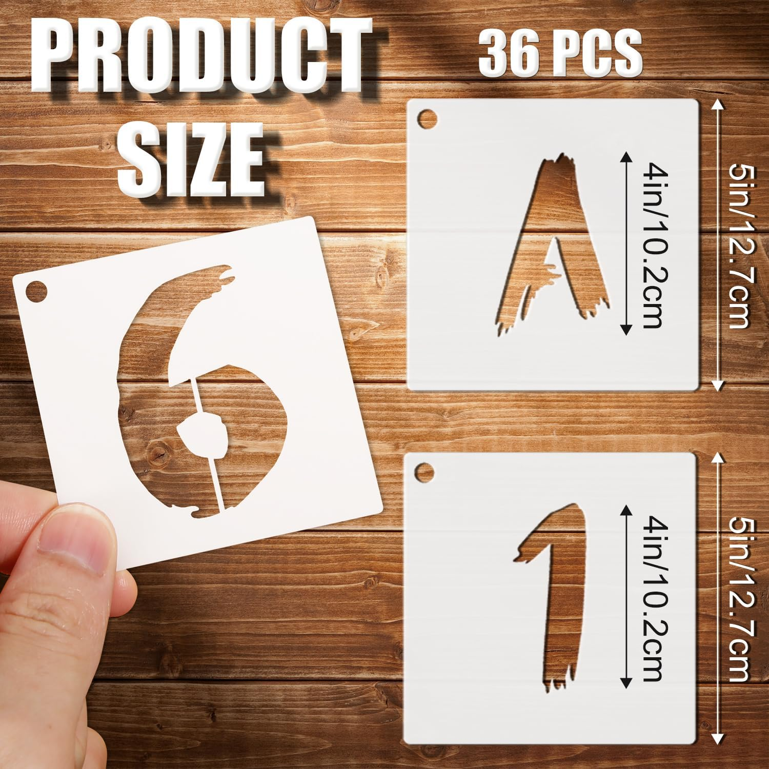 36Pcs Letter Stencils Kit for Painting, Letter and Number Templates with Metal Ring Reusable Uppercase Alphabet Stencils for Wall Chalkboard Fabric Wood Signs Rock Plant DIY Craft (4 Inch) image number 5