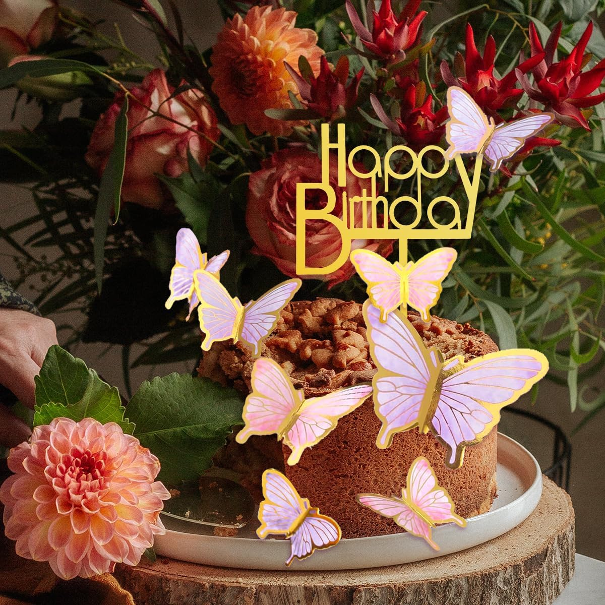 Butterfly Decorations for Cakes 22PCS Butterflies Cake Topper Happy Birthday 3D Cupcake Toppers Pink Purple Wall Decor Party Baby Shower Women Girls image number 2