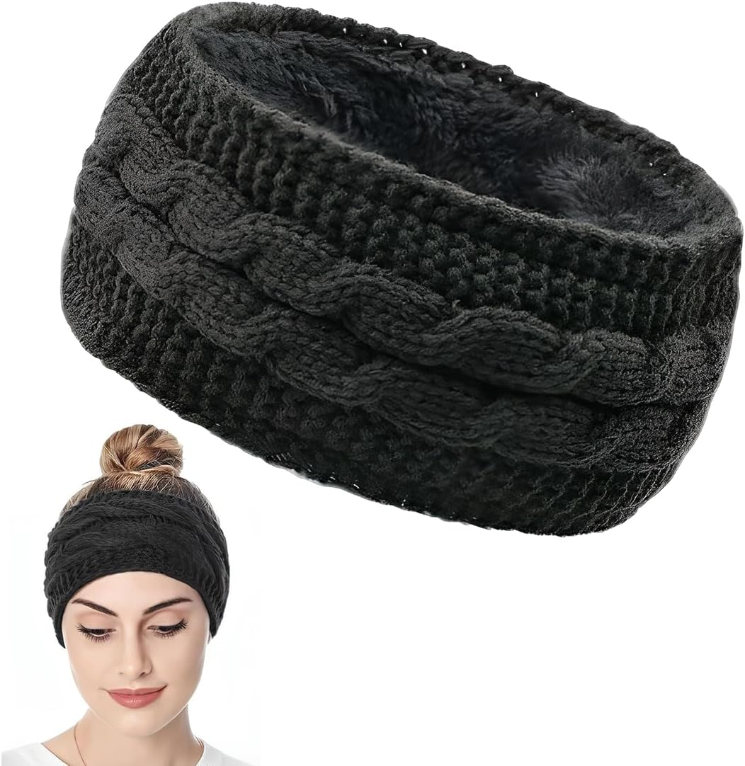 BIRLOZA 1 X Winter Headband Women'S Knitted Crochet Warm Ear Warmer Hair Band Elastic Headband for Outdoor Sports image number 1