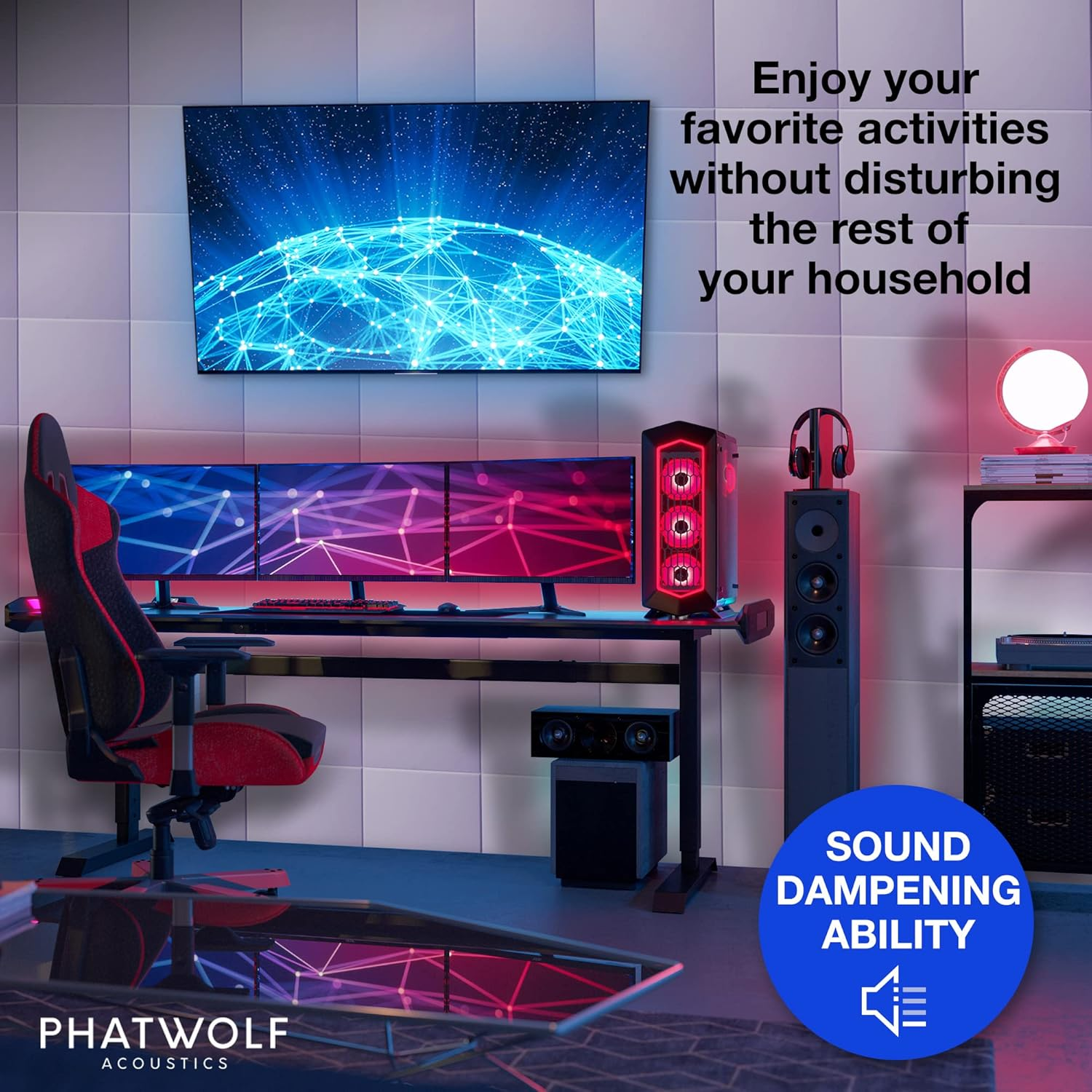 Acoustics Sound Proof Panels for Walls &ndash; 12-Piece Foam Sound Squares with Self-Adhesive Tape &ndash; Easy Setup Acoustic Panels - Sound Proof Padding for Home, Office, Rehearsal Room - (White)