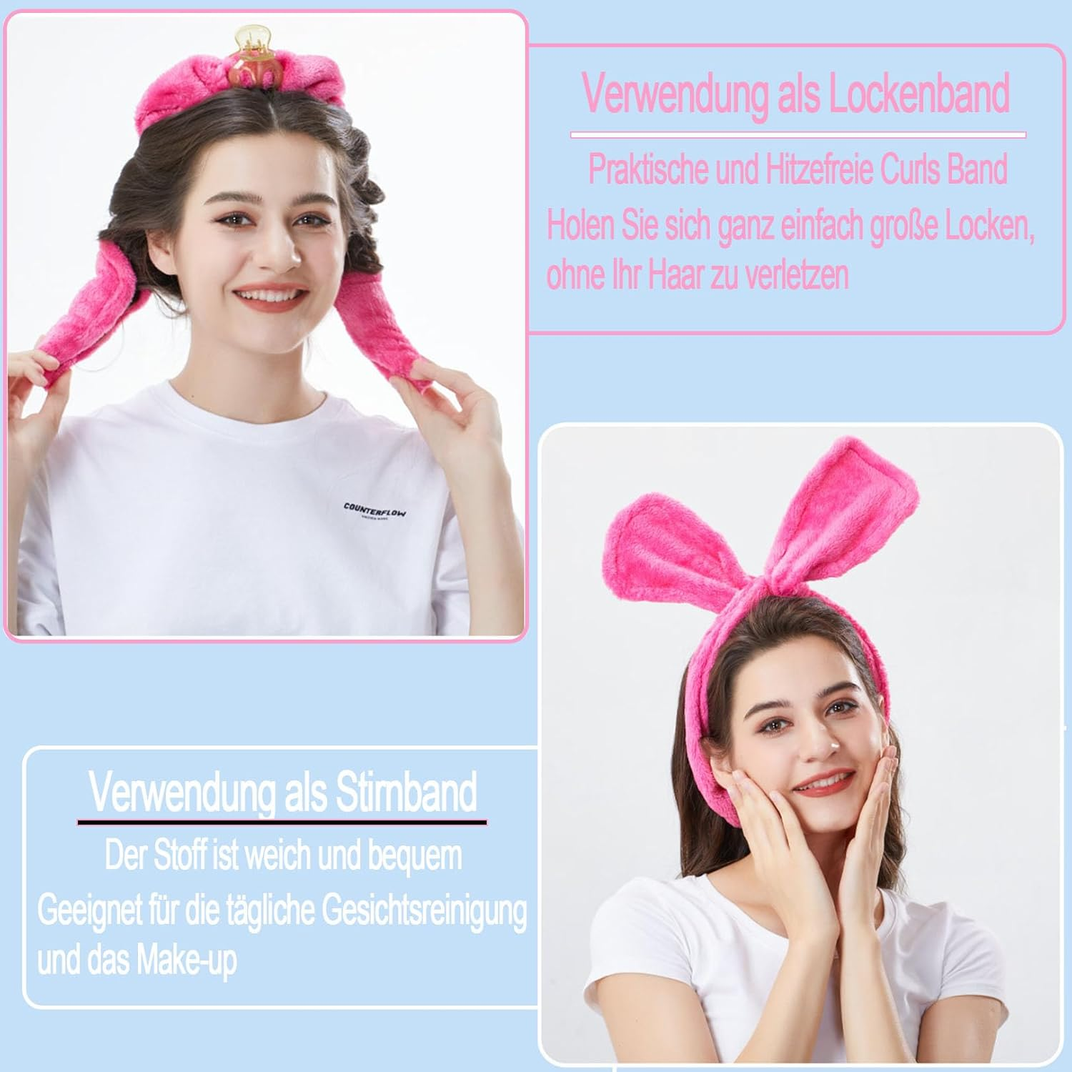 Overnight Curls Band without Heat, Heatless Curls Band, Heatless Curler Non-Slip, Hair Band Curls Overnight, Overnight Blowout Curls DIY Styling Wave Formers for Long/Medium Hair image number 3