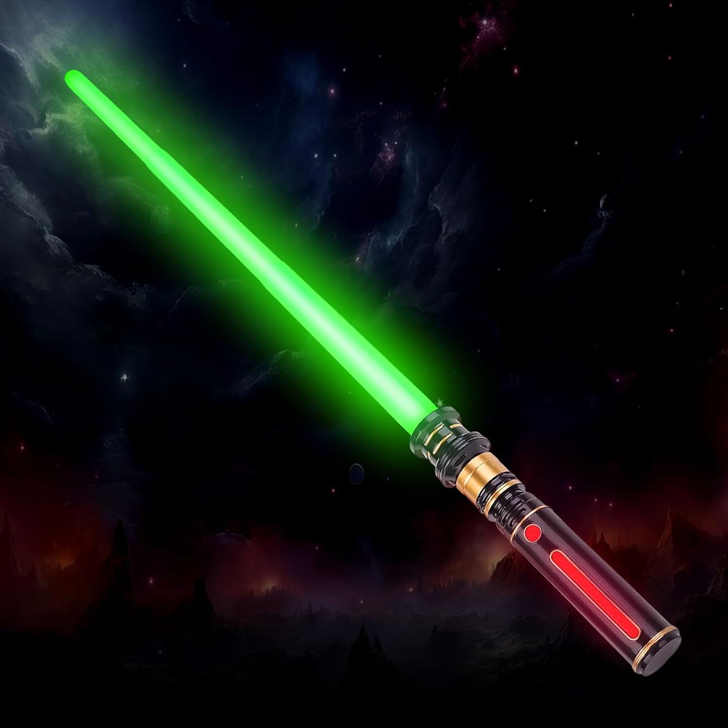 Light up LED Saber, Light Swords with FX Sound and Realistic Handle, Expandable Sabre for Halloween Dress up Parties Birthday Christmas Galaxy War Fighters (Red)