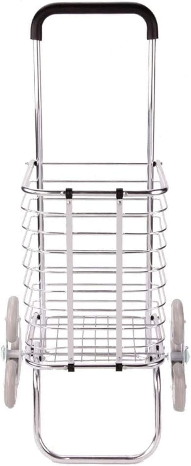 Trolley with Wheels Trolley Trolley Aluminum Trolley for Supermarket Foldable for Luggage Trolley in Silver Microfiber image number 3