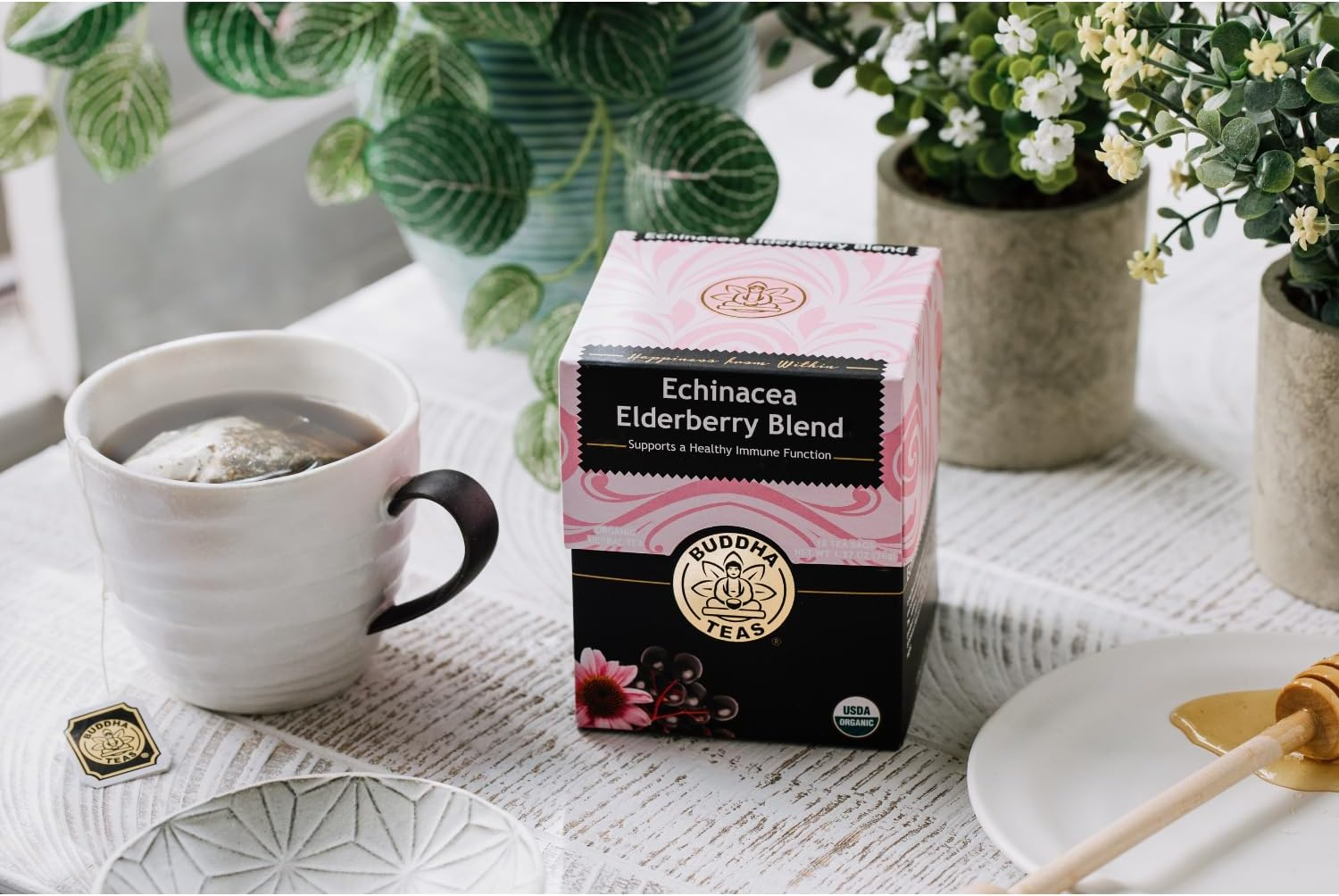 Buddha Teas Organic Echinacea Elderberry Blend Herbal Tea 18 Teabags image number 6