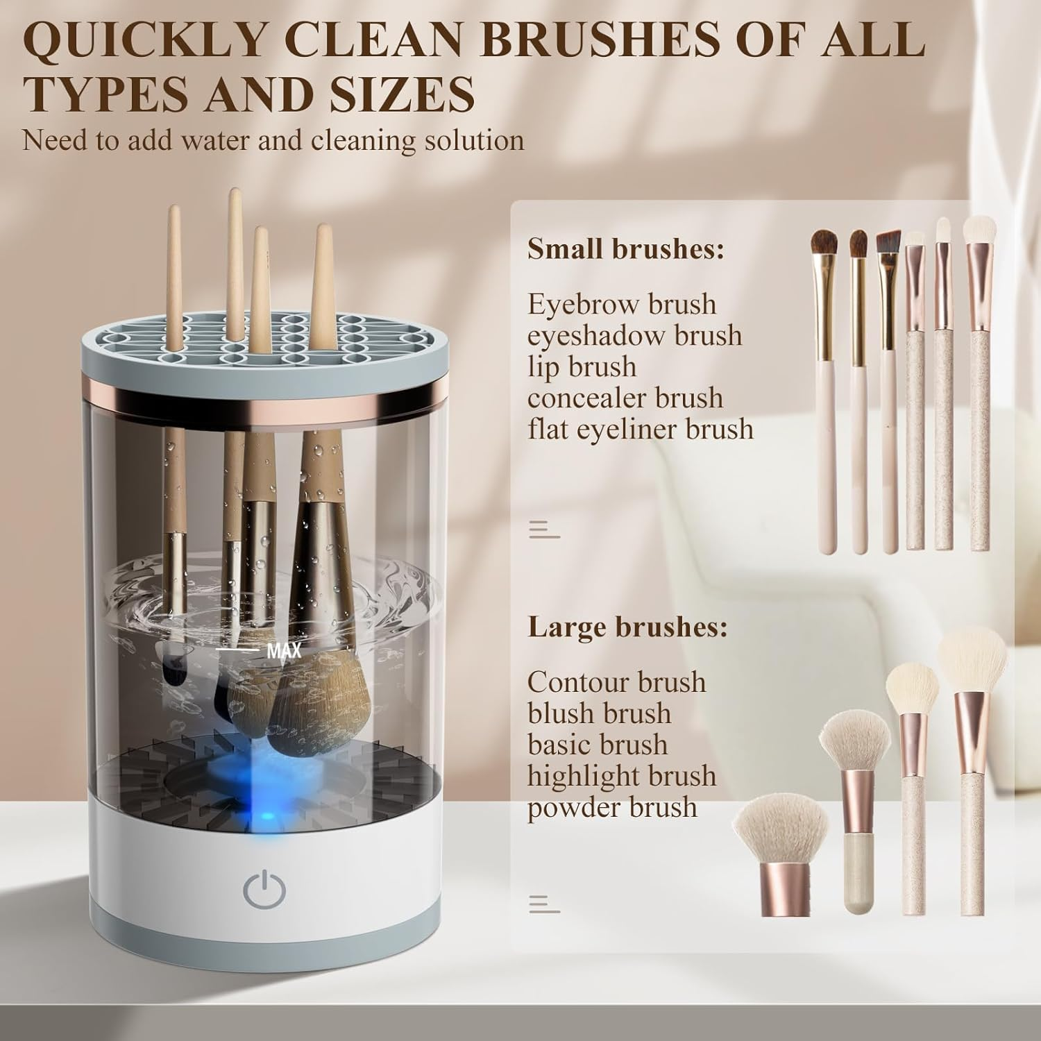 Electric Makeup Brush Cleaner, Cosmetic Brush Cleaner, Upgraded Electric Makeup Brush Cleaner with Brush Clean Mat, Automatic Spinning Makeup Brush Cleaner for All Size Makeup Brush image number 5