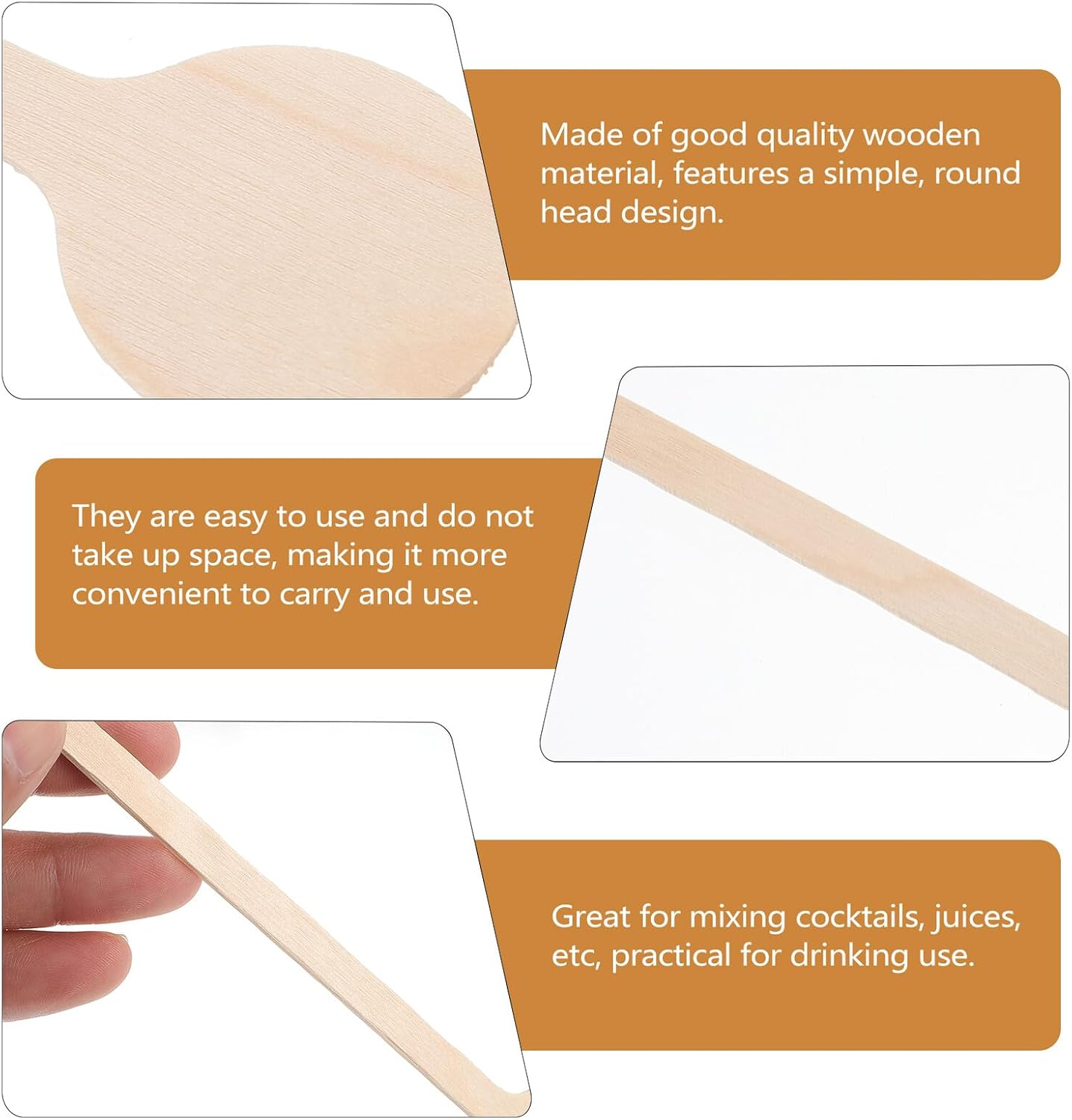 Cabilock 50Pcs Wooden Coffee Stirring Sticks Natural Wood Beverage Stirrer Mixing Rods for Home Coffee Bar and Tea Drinkers image number 2