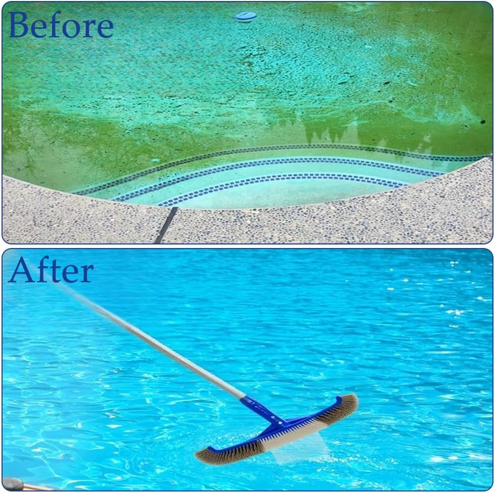 2Pcs Pool Brush Head, 17.5 Inch Nylon Bristles for Pool Floor and Walls Cleaning, Attachment for Standard Pools Poles with Clip image number 5