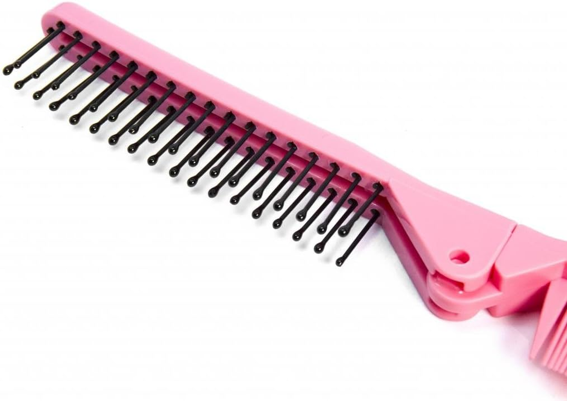 Portable Travel Folding Hair Brush Compact Pocket Hair Comb Double Headed Anti-Static Comb image number 4
