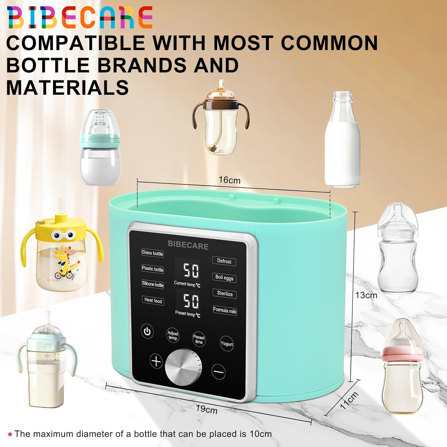 Multifunction Baby Bottle Warmer with Accurate Temperature Control, Constant Heat Milk Warmer for Breast Milk & Formula, Adjustable Heating, Easy & Safe to Use - Green Black image number 5