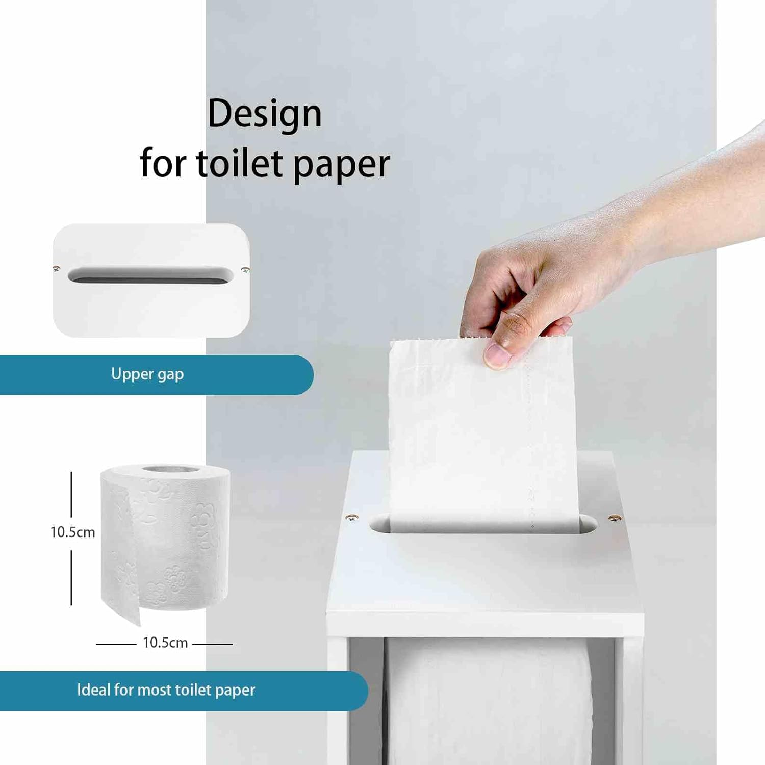 Costway Compact Toilet Tissue Storage Tower, Free Standing Toilet Paper Storage Holder, Bathroom Multifunctional Storage Shelf Organizer, Storage Corner Floor Cabinet with Door&Top Slot image number 4