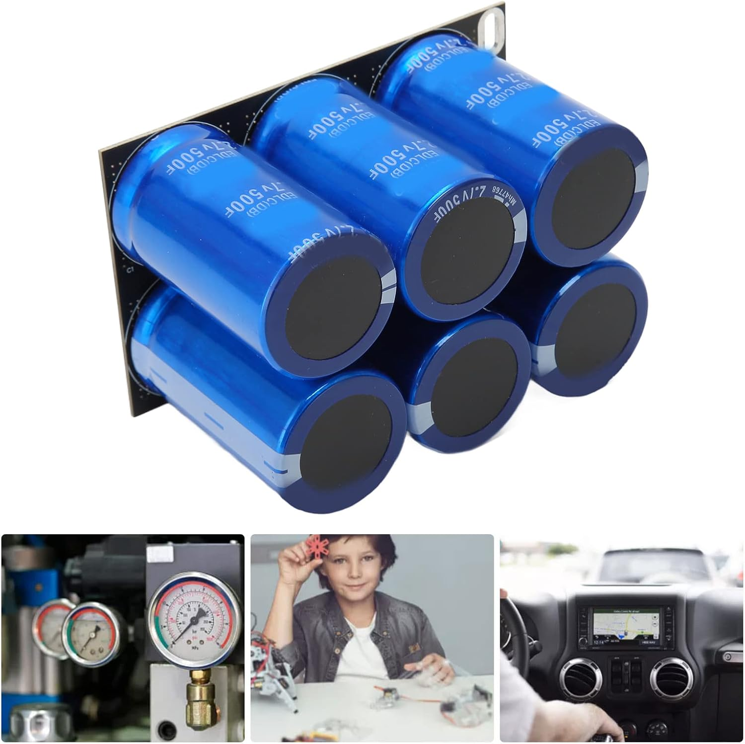 6Pcs PCB Capacitor Module, Automotive Rectifier Capacitor, 16V 83F & 2.7V 500F High Current Discharge image number 2