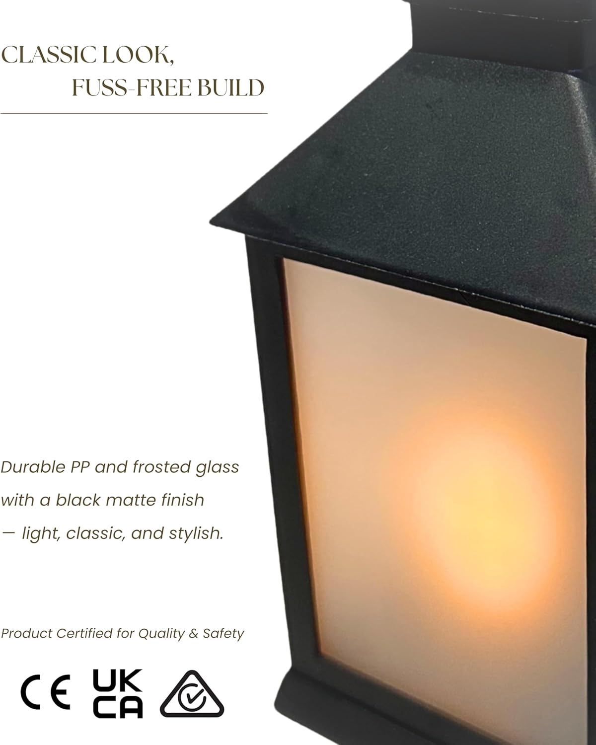 Meletē LED Lantern Light &ndash; 20.5Cm, Vintage Black, Flame Effect, Battery Operated with Timer &ndash; Cordless Hanging or Table Lantern for Indoor D&eacute;cor, Christmas, Weddings, Parties, Gifts image number 3