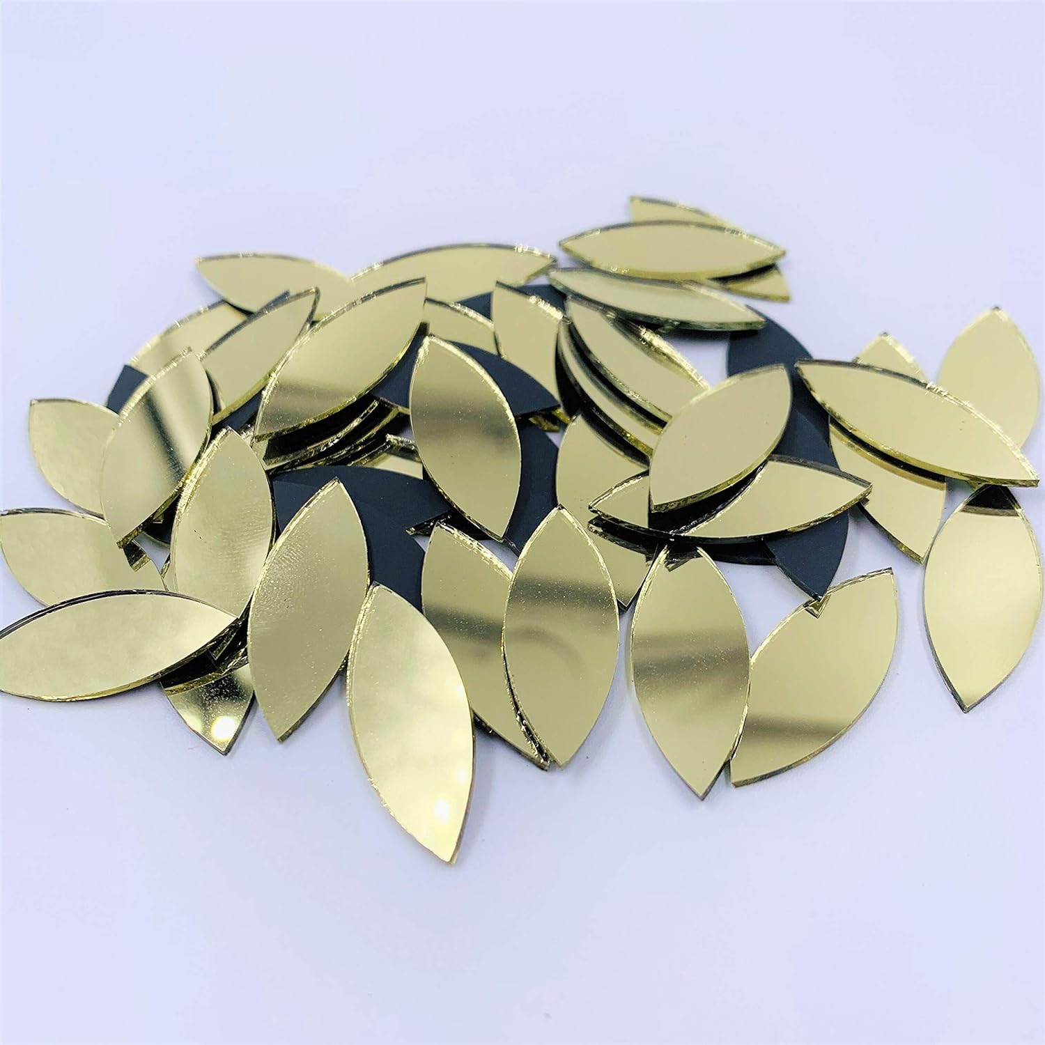 Chenrui150Pcs Petal Shaped Mirror Mosaic Tile Craft Mirrors (Silver)