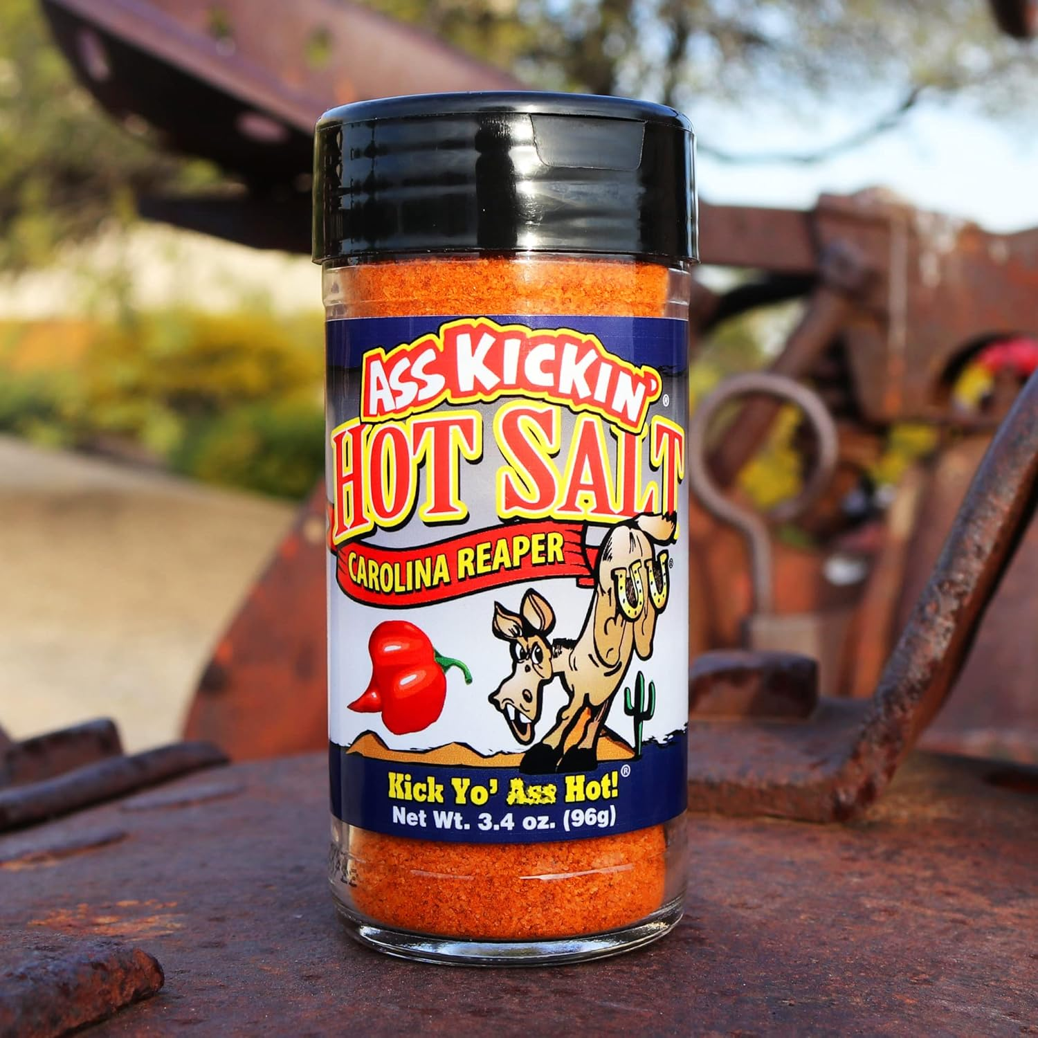 ASS KICKIN' Hot Spicy Carolina Reaper Pepper Salt &ndash; 3.4Oz. Shaker Jar - Perfect Flavored Salt for Popcorn Seasoning, Margarita Salt and French Fry Seasoning - Premium Gourmet Gift image number 2