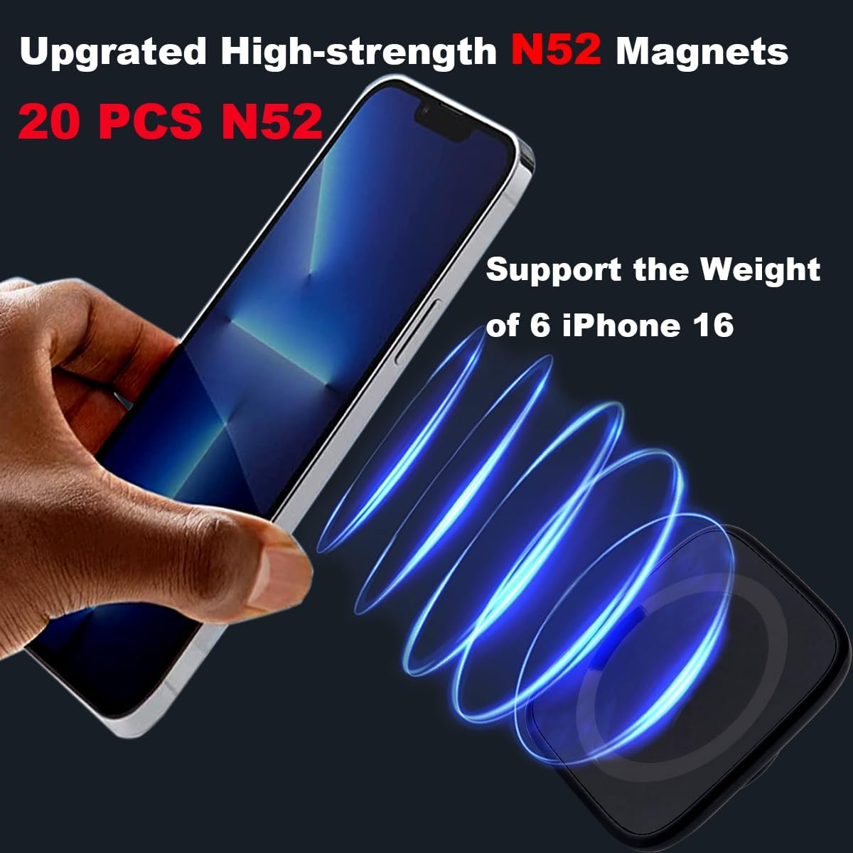 Rigdance 17Mm Magnetic Phone Mount Base for Magsafe 0.67" Ball Socket, Replacement Phone Car Mount Accessory (Simple Square Design) image number 6