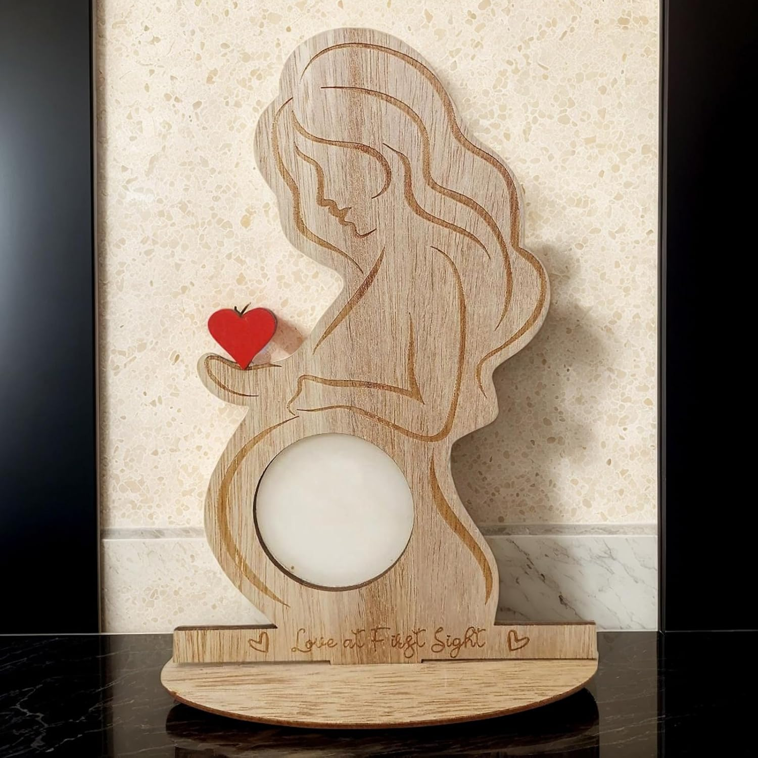 Sonogram Photo Frame, Wooden Ultrasound Photo Frame, Decorative Tabletop Ornament, Baby Keepsake for Bedside Desks Tables Living Room Display image number 5