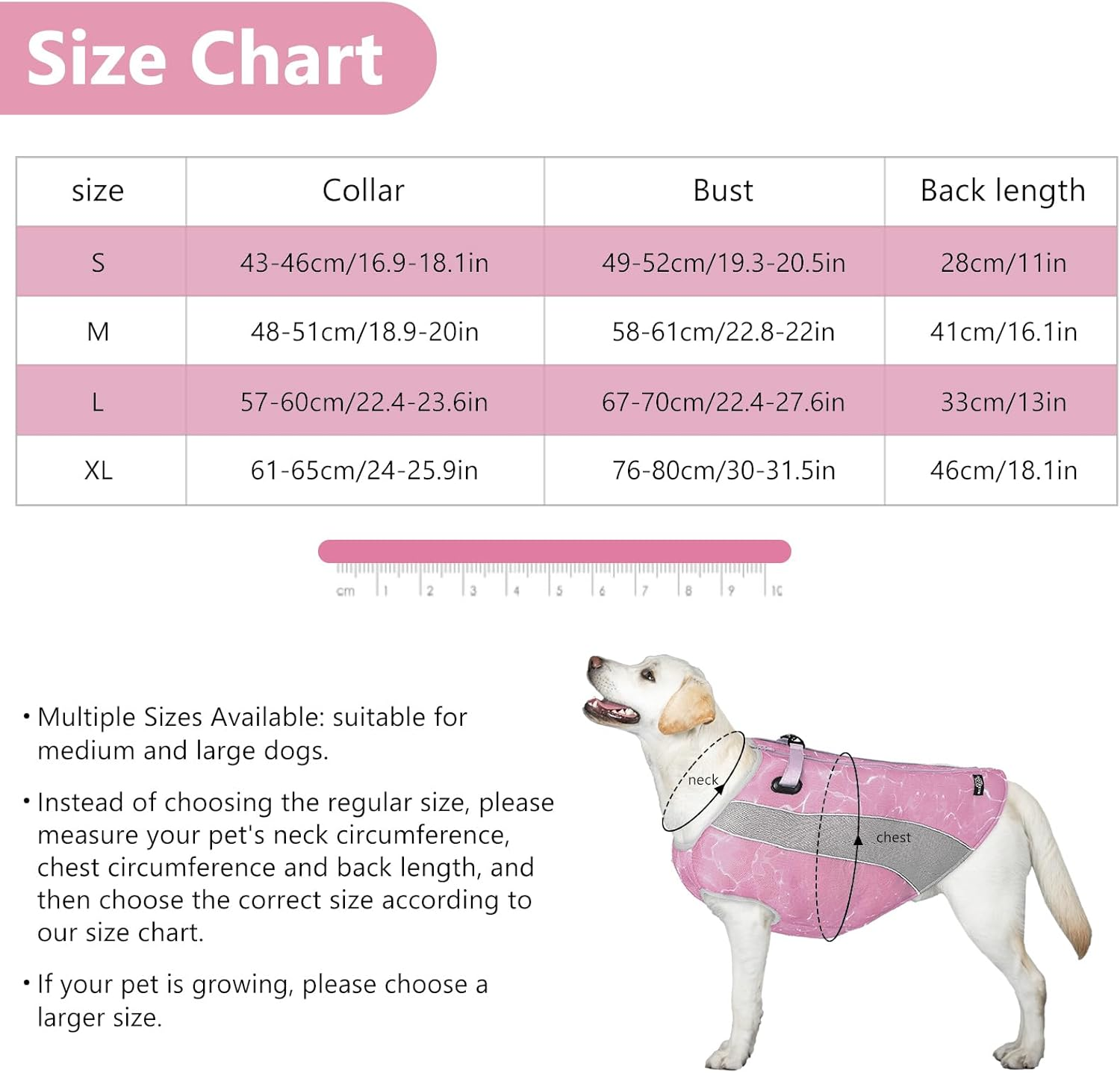 TOPSOSO Cooling Vest for Dogs with Double Adjustable Zips, Breathable Sun Protection, Cooling Vest Dog, Effective Dog Cooling Vest for Summer Outdoor Training and Camping (Pink, S) image number 5