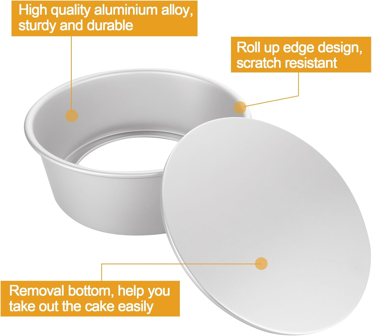 8 Inch Cake Tin Loose Bottom, 4Pack Aluminum round Cake Pan Non-Stick Deep Baking Tins for Christmas Wedding Birthday Party image number 6