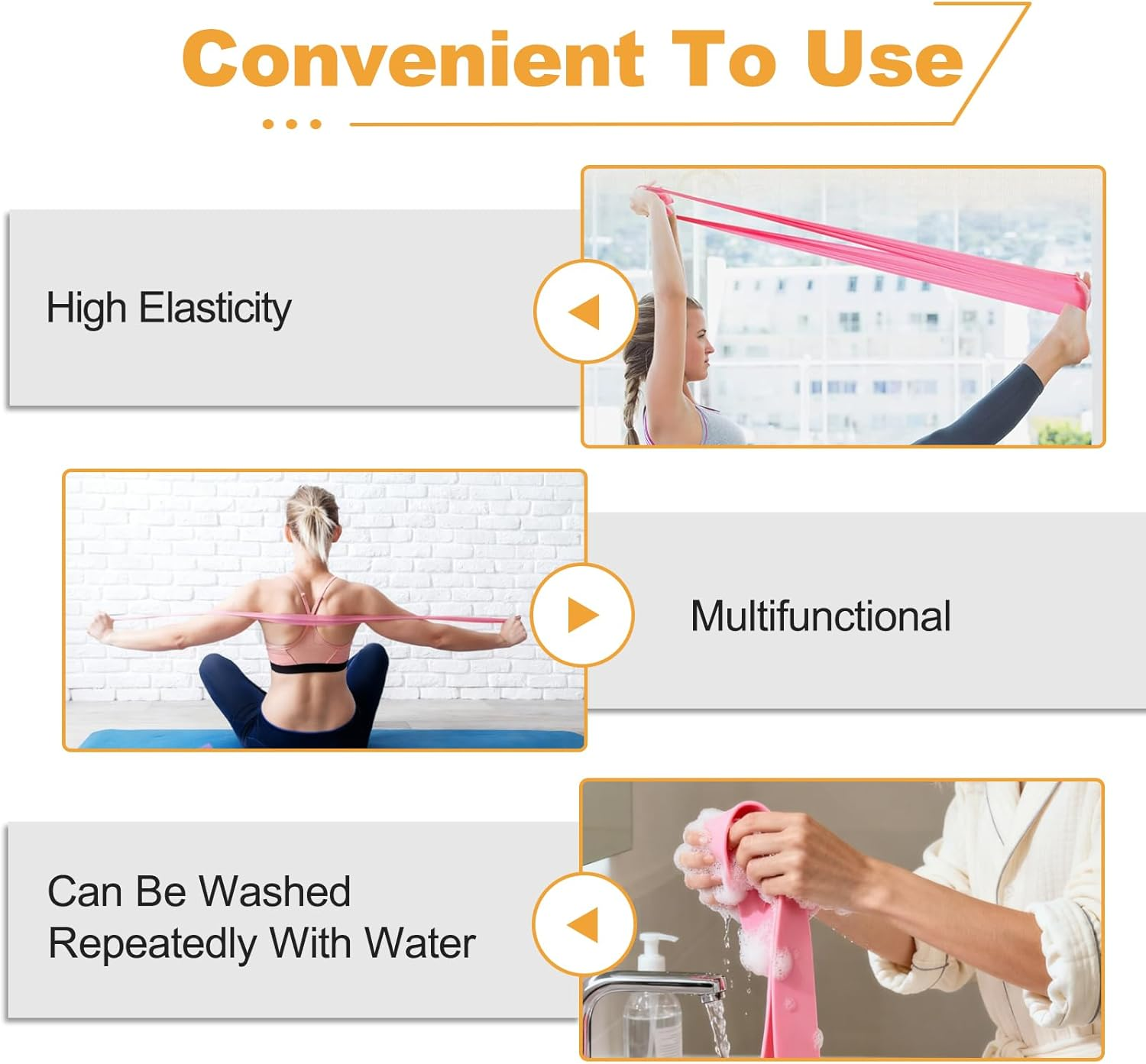 5-Pack Resistance Bands Set for Workout Pilates Yoga, Exercise Loop Bands with 5 Levels (10-50 Pounds) for Home Gym Fitness Training, Physical Therapy & Stretching image number 1