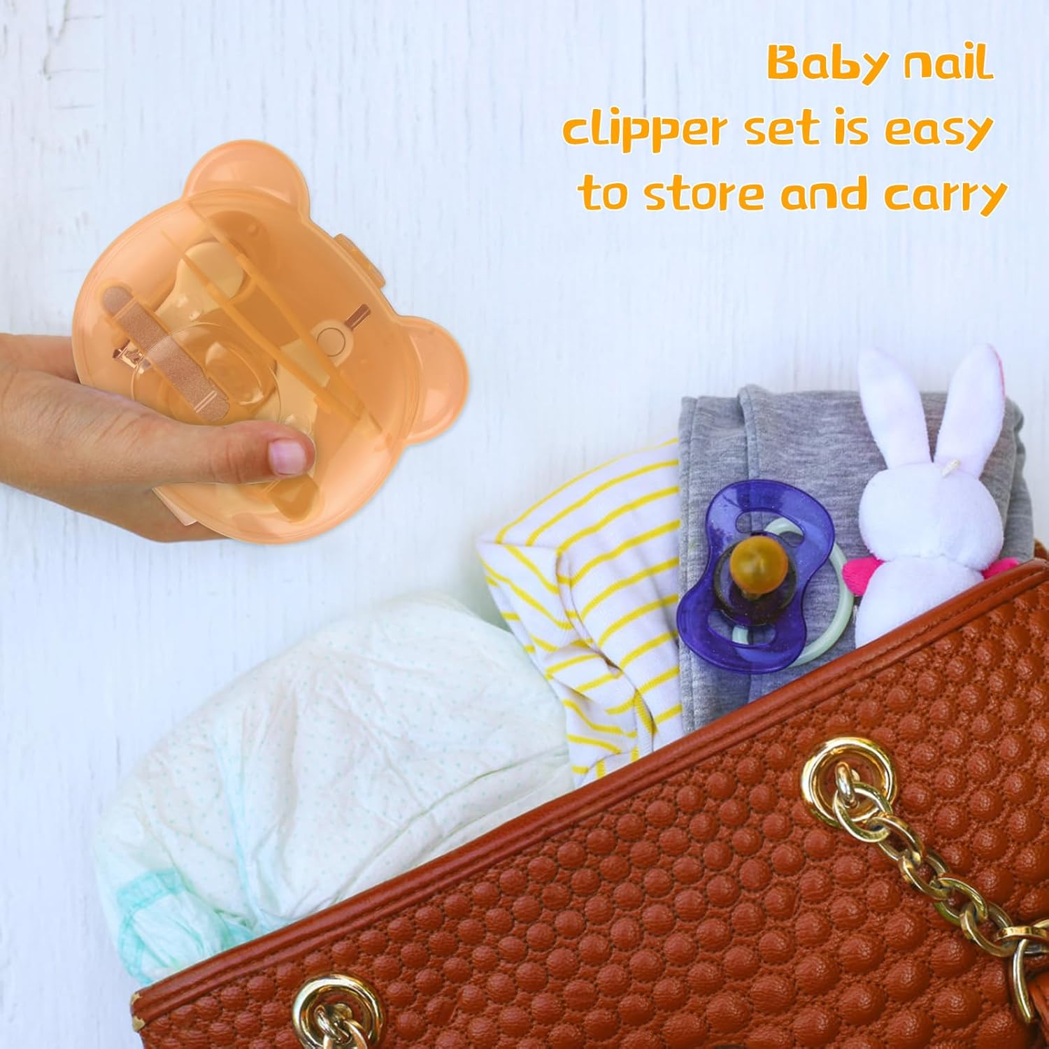 Baby Nail Kit, Baby Manicure Kit and Pedicure Kit with Cute Bear Shape Case, 4-In-1 Kit with Baby Nail Clipper, Scissor, Nail File & Tweezer for Newborn, Infant, Toddler, Mothers Day Gifts(Yellow) image number 6