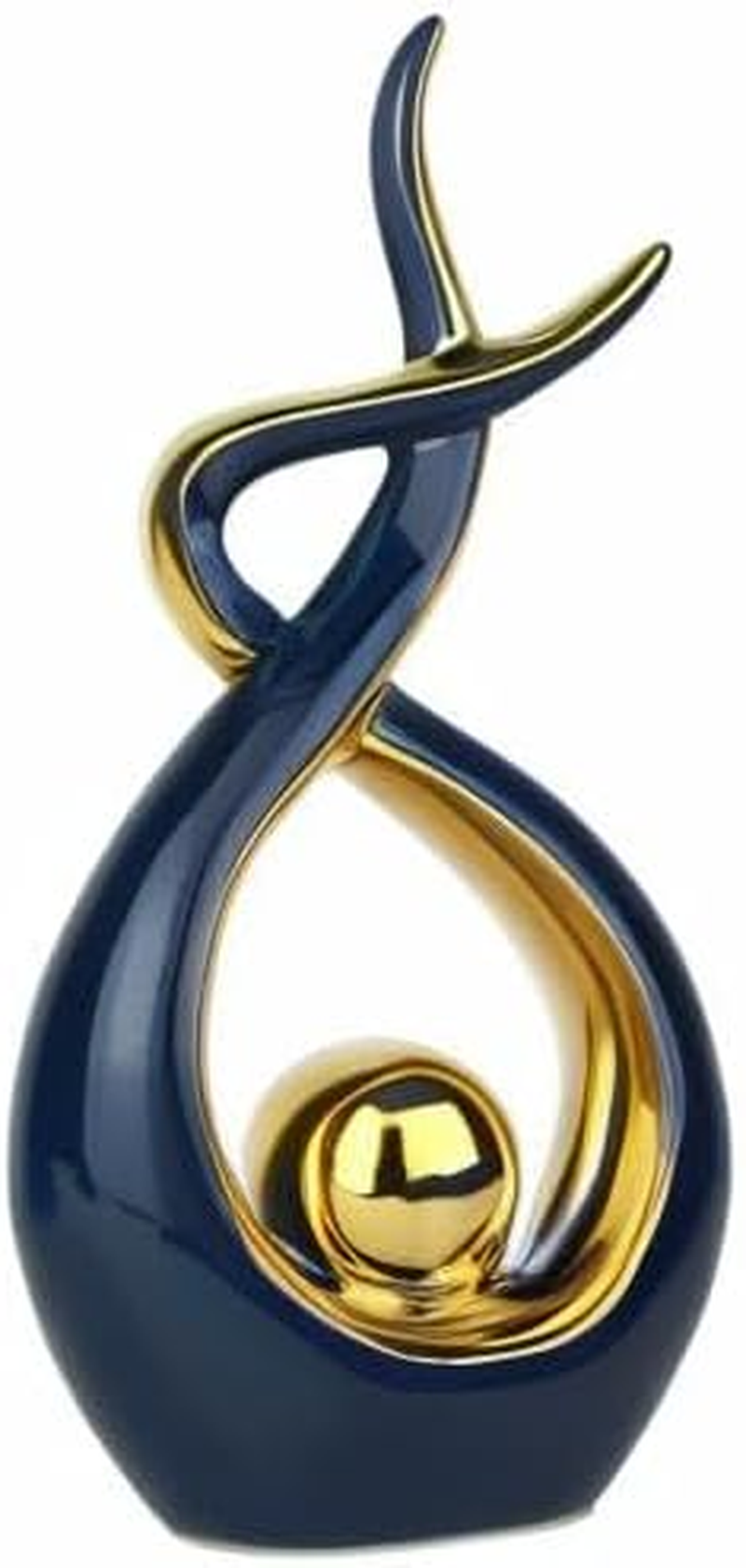 Norrclp Home Decor Modern Abstract Art Ceramic Statue Table Decorations for Dining Room Living Room Office Centerpiece (Blue and Gold, Large) image number 5