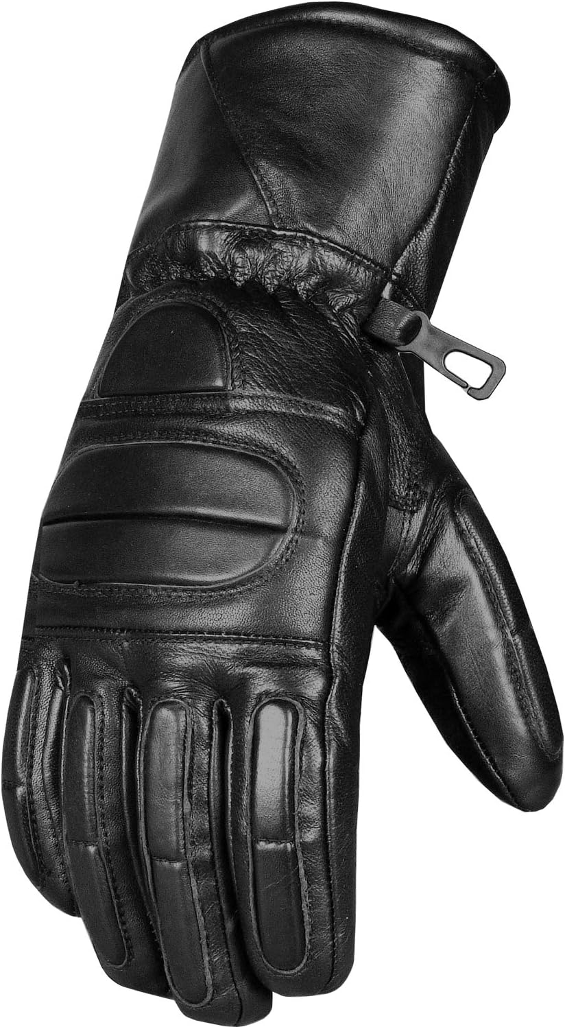 New Thinsulate Motorcycle Leather Full Gloves Black S image number 3
