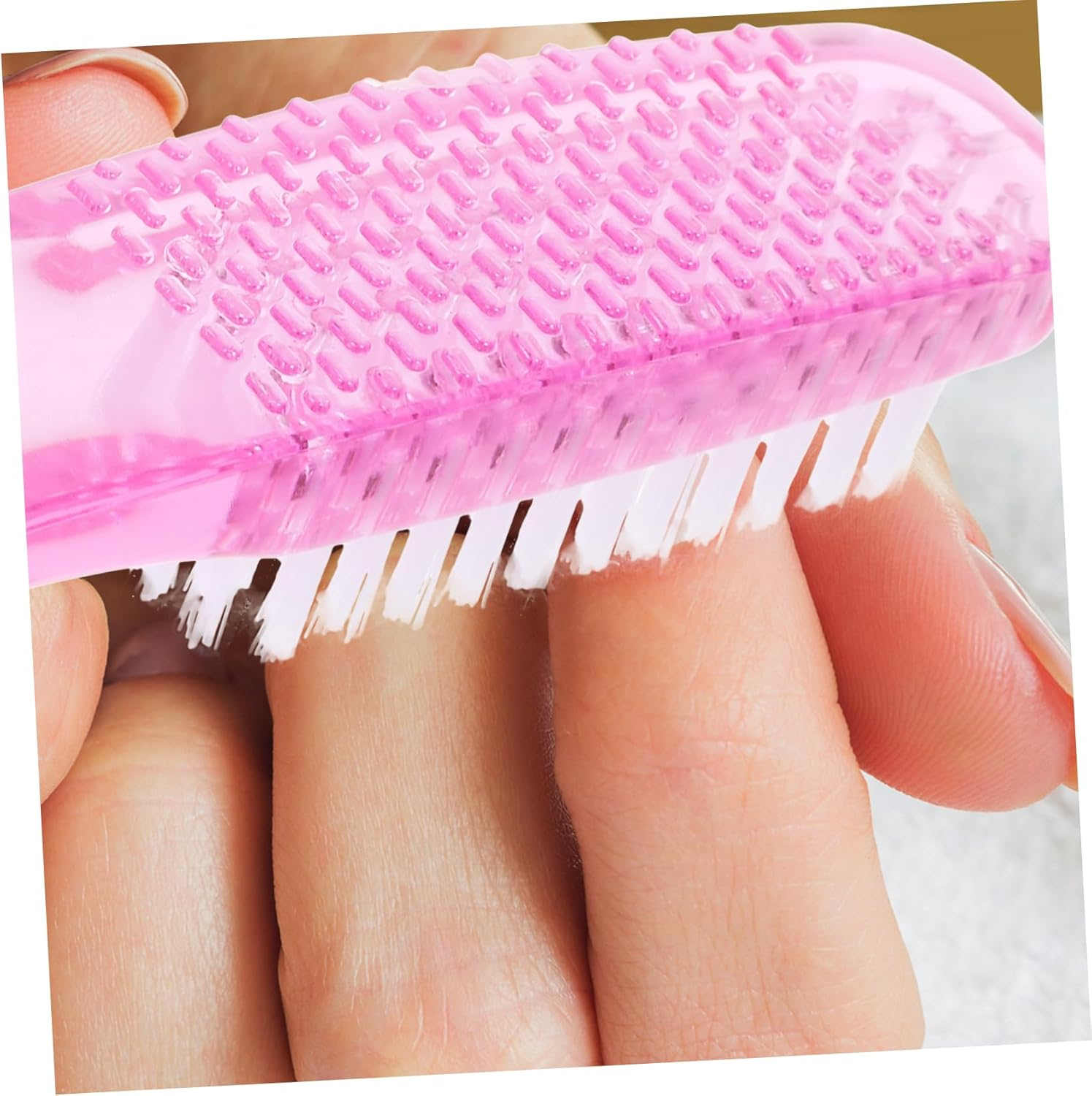 2Pcs Handle Grip Nail Brush for Manicure Nail Dust Cleaning with Dense Skin Friendly Bristles Accessory