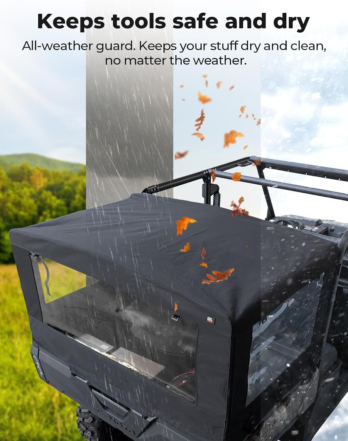 KEMIMOTO UTV Soft Cargo Camper Bed Cover Rack Compatible with CFMOTO Uforce 1000 XL Rear Camper Top Canvas Cover Accessories image number 2