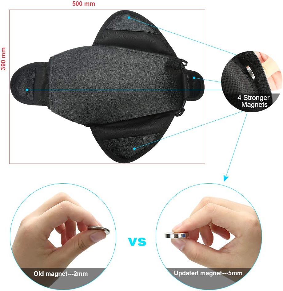 Motorcycle Tank Bag Universal Waterproof Riding Organizer with Strong Magnetic Gas Oil Fuel Tank Bag Bigger Window for Honda Yamaha Suzuki Kawasaki Harley