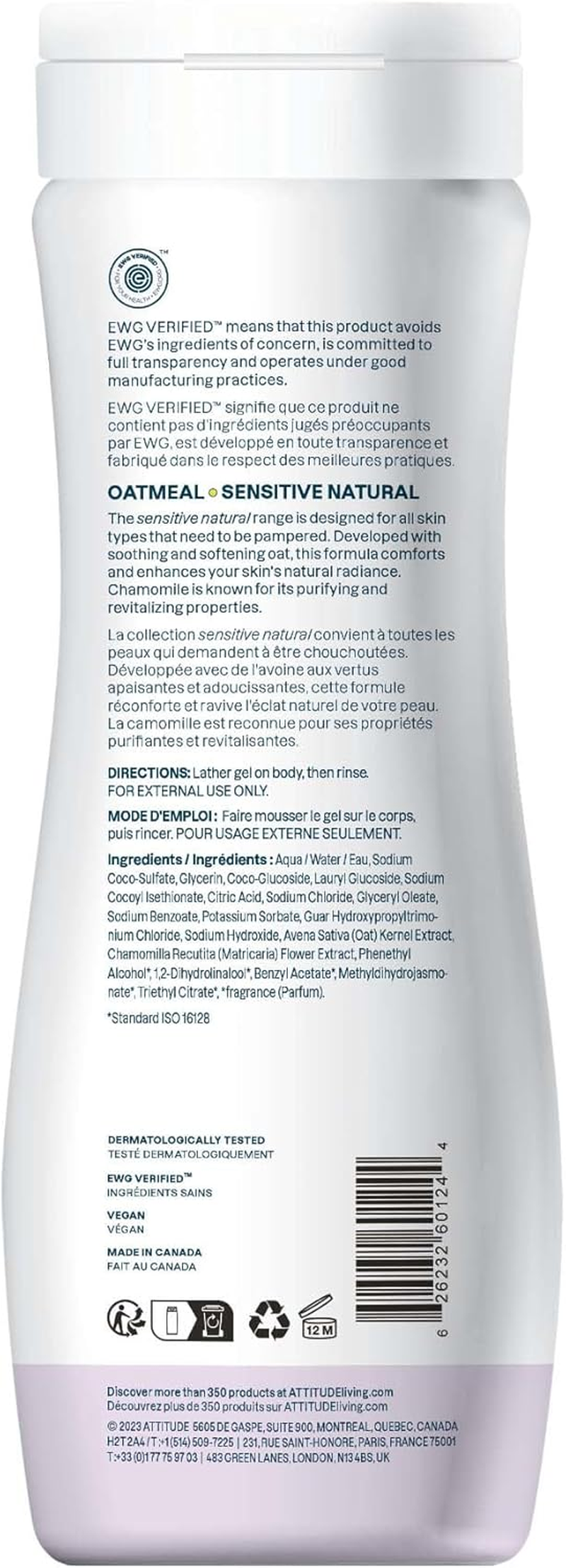 Attitude Sensitive Skin Shower Gel Soothing & Calming Chamomile - 16 Fl Oz image number 3