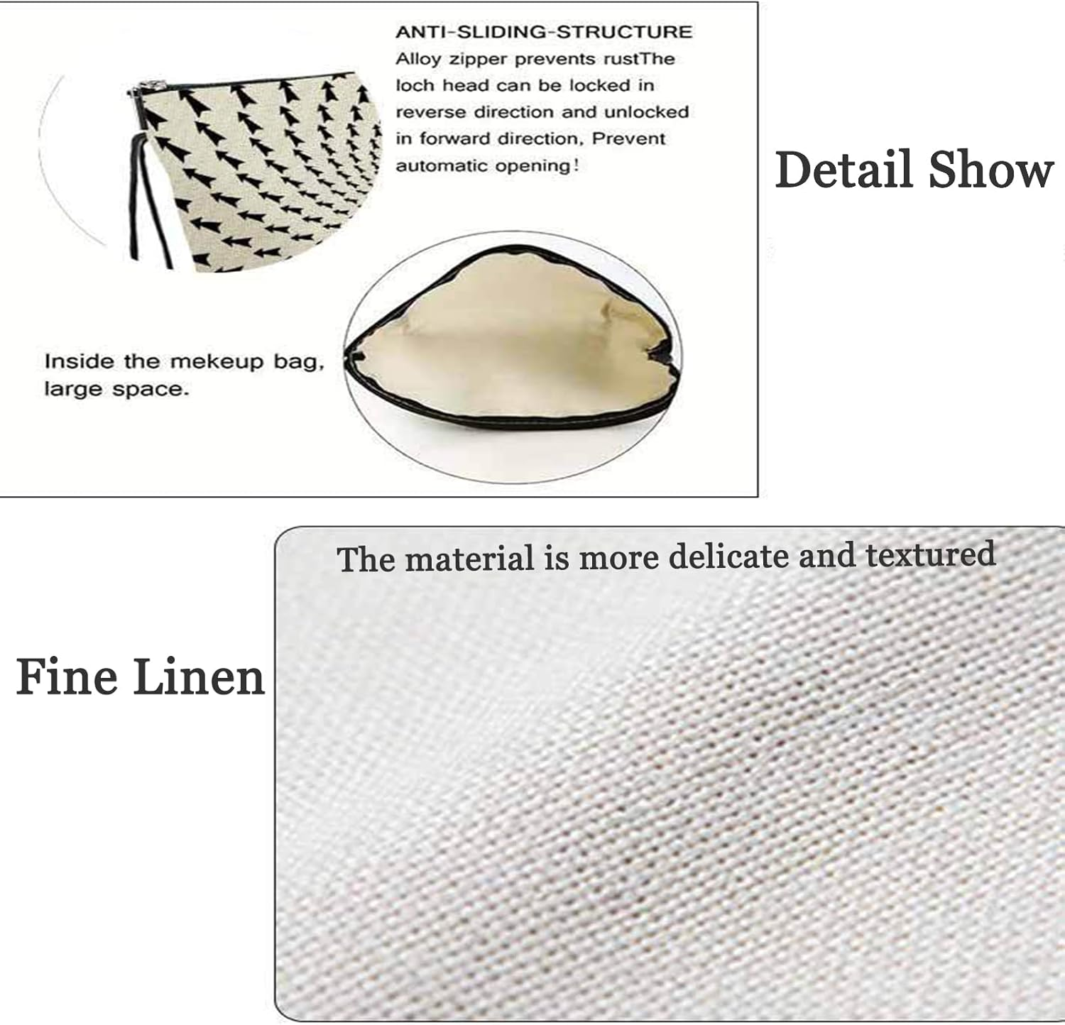 Canvas Cosmetic Bag, Unique Geometric Pattern Cosmetic Bag, Women'S Gifts, Birthday Gifts for Mom, Gifts for Girlfriends, Bridal Bridesmaid Cosmetic Bag - Picture 4 image number 3