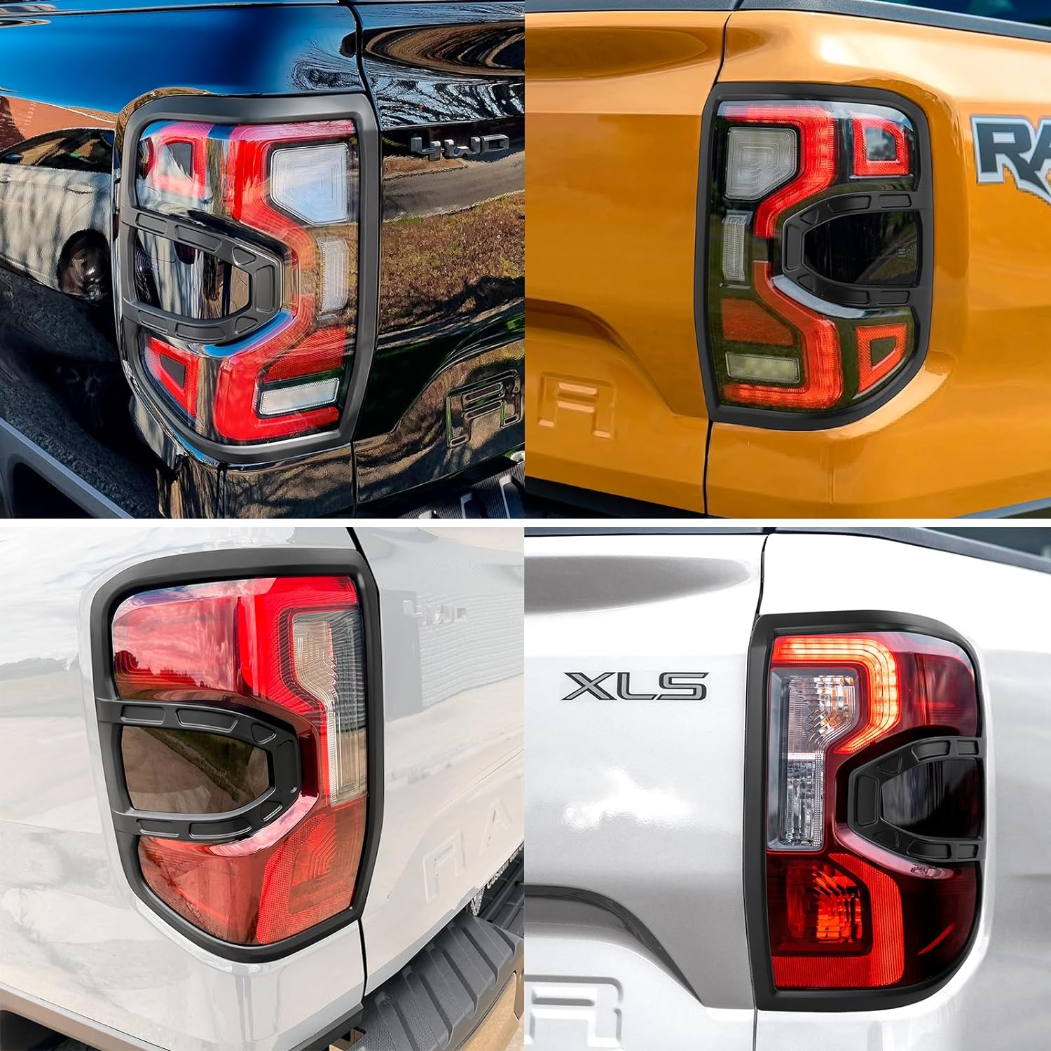 SUERAUTO4X4 Headlight Tail Light Cover Trim for Ford Ranger Next Gen Wildtrak Raptor XLT Sport Platinum 2022 2023 2024 Accessories, Headlight Protector Surround Rear Tail Light Cover Trim Matte Black image number 2