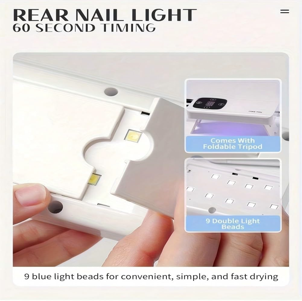 2-In-1 Cordless Nail Drill with Nail Lamp, Professional Rechargeable 45000 RPM Electric Nail File for Acrylic, Gel Nails, Manicure, Pedicure, Salon & Home Use image number 5