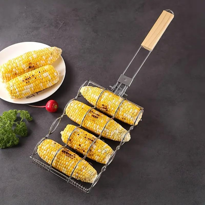 AIMALL Electroplated Folding Corn Grill Clip, Anti-Scald Handle BBQ Tool for Outdoor Cooking, Household Corn Holder image number 2