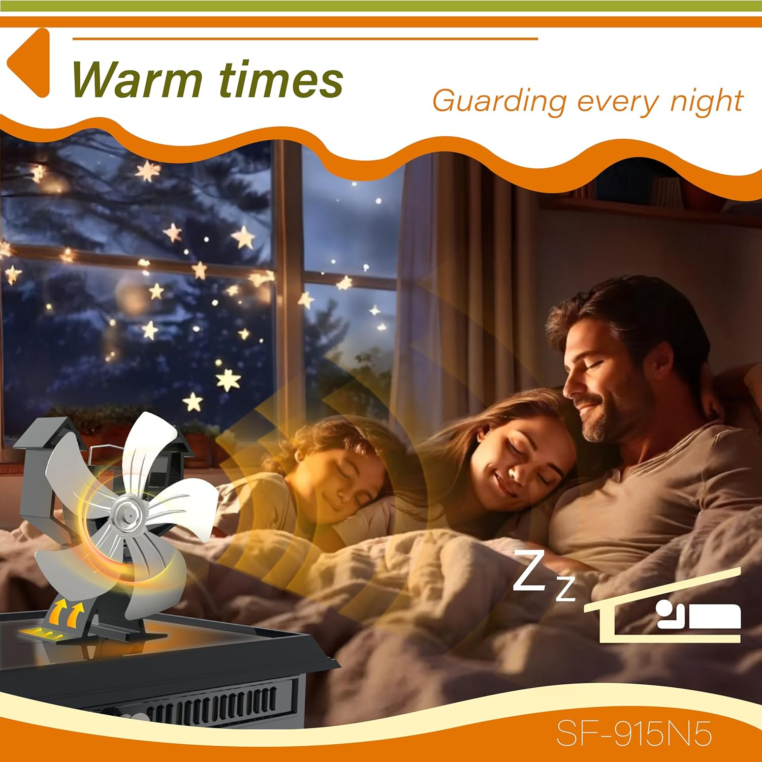 FUTURESUN 5 Blades Heat Powered Stove Fan for Log Burner, Fireplace, Pellet Stove &ndash; 160 CFM, 270M&sup3;/H, Quiet Operation, Eco-Friendly, Improves Heat Circulation, No Battery or Electricity Required image number 2
