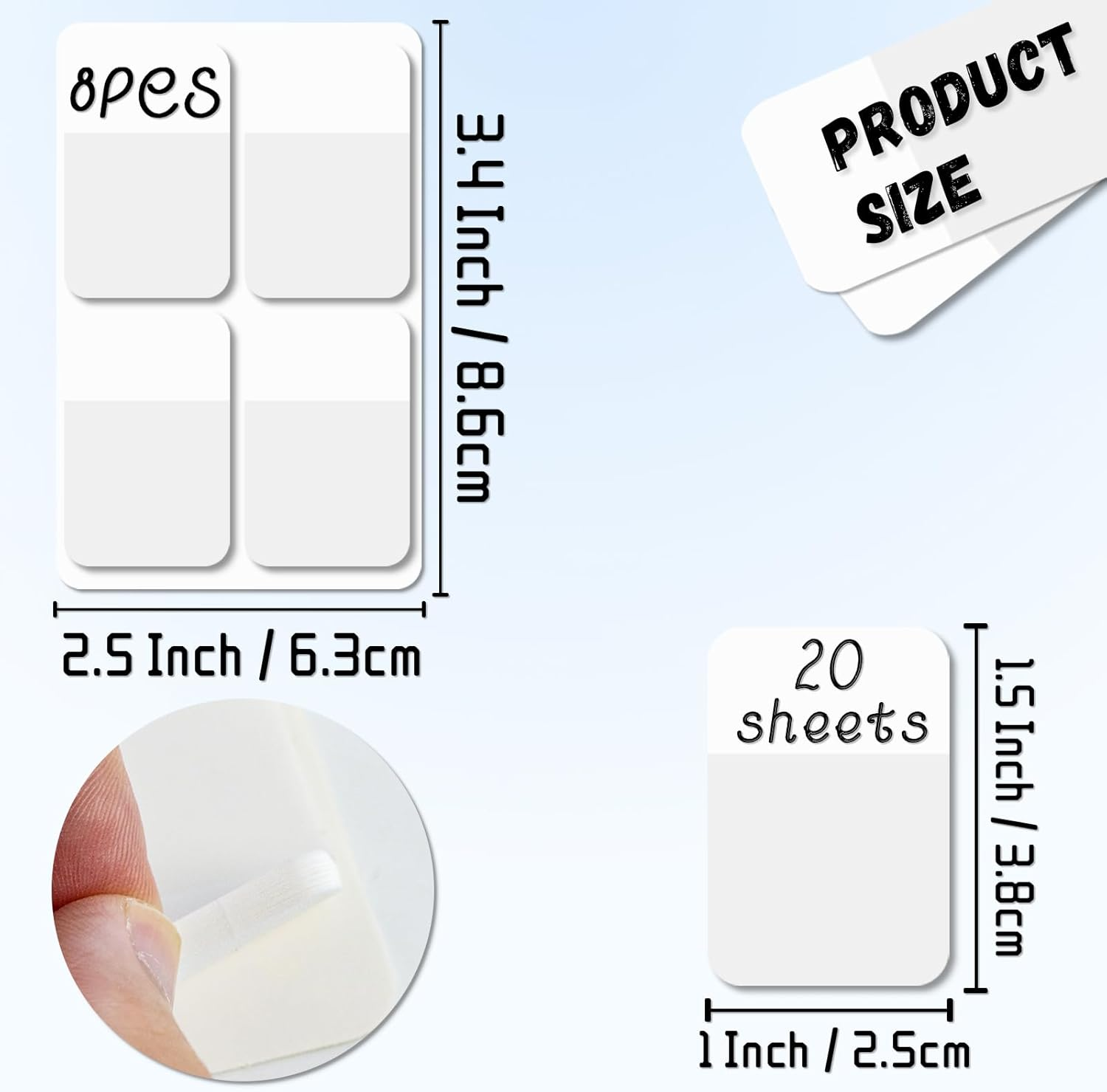 640 Pieces Sticky Index Tabs, 1.5 X 1 Inch Index Tabs Page Repositionable and Writable Book Sticky Tabs Page Tabs Index Tabs for Binder, Book, Paper, Note, Filer Folder, Document (White) image number 1