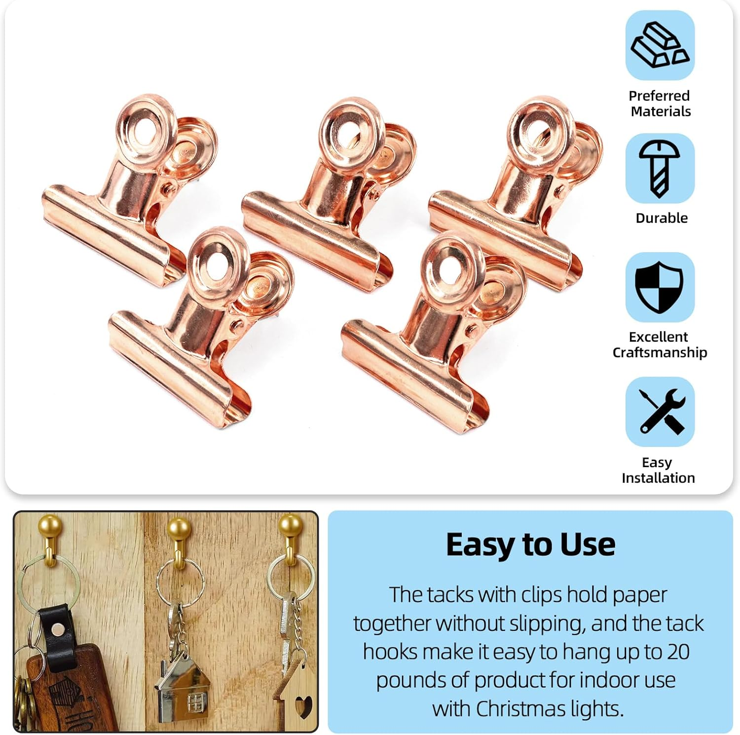 Glarks 310Pcs 5 Styles Rose Gold Push Pins Set, Thumb Tacks Decorative Push Pins for Bulletin Board Decorations, Artworks, Photos, Craft Projects - Gold image number 7