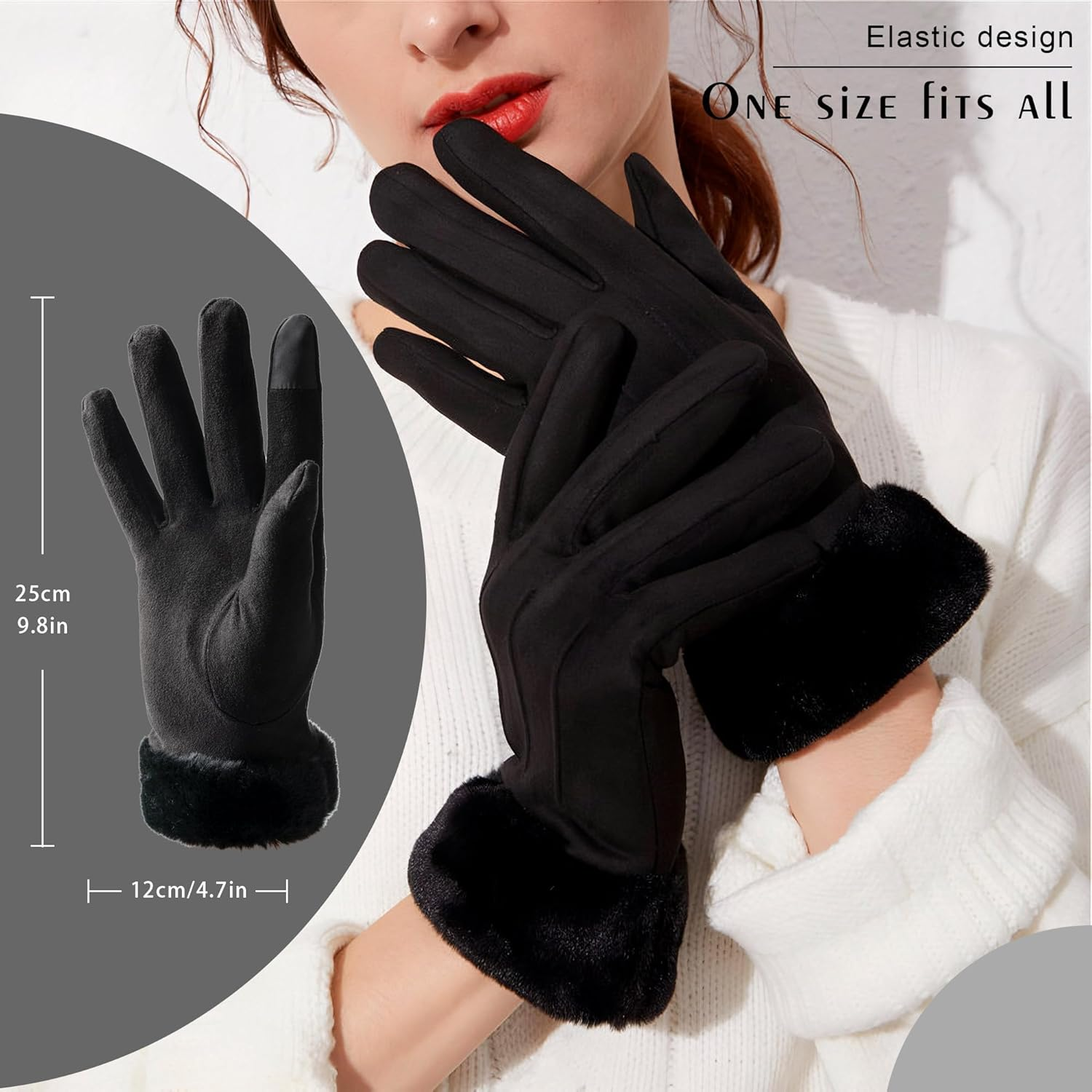 Ottsas Winter Gloves for Women, Touch Screen Cold Weather Thermal Warm Windproof Gloves, Soft Thick Fleece image number 1