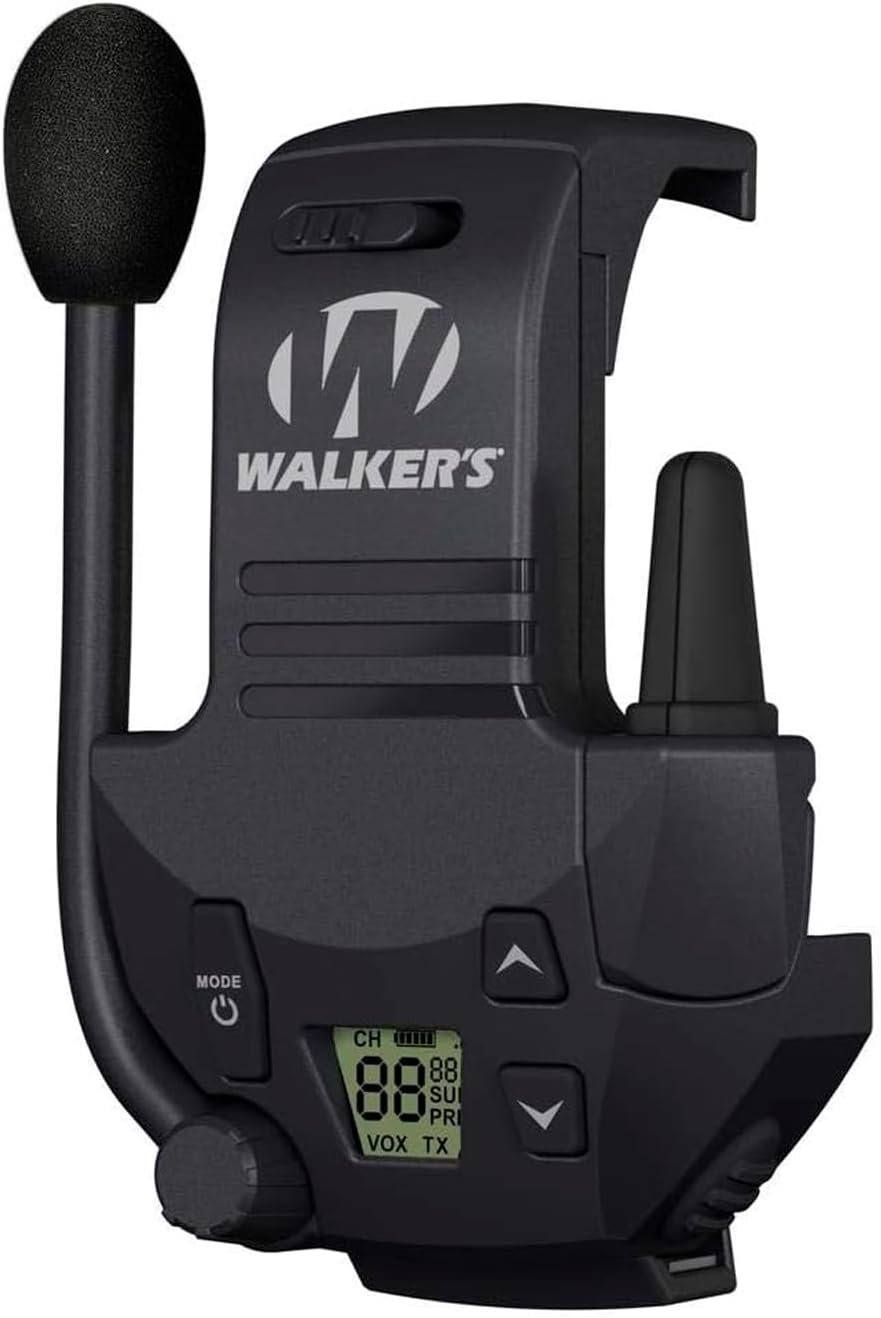 WALKER'S Razor Walkie Talkie Attachment - 22 Channels 3 Miles Range Distance Voice-Activated Handsfree Communication Device for Razor Shooting Muffs, 3 AAA Batteries Included image number 4