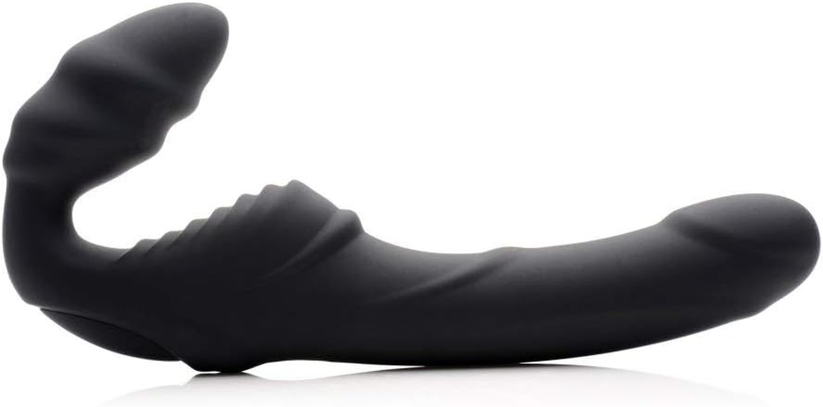 Strap U Slim Rider Ribbed Vibrating Silicone Strapless Strap On image number 3