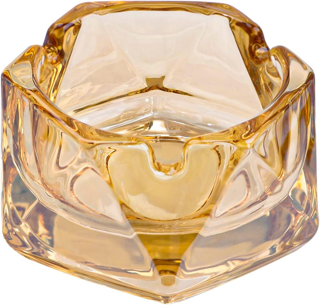 Glass Ashtray for Cigarettes, Tabletop Ashtray and Modern Decoration for Home Office Bar Restaurant Indoor Outdoor (Orange Small Size)