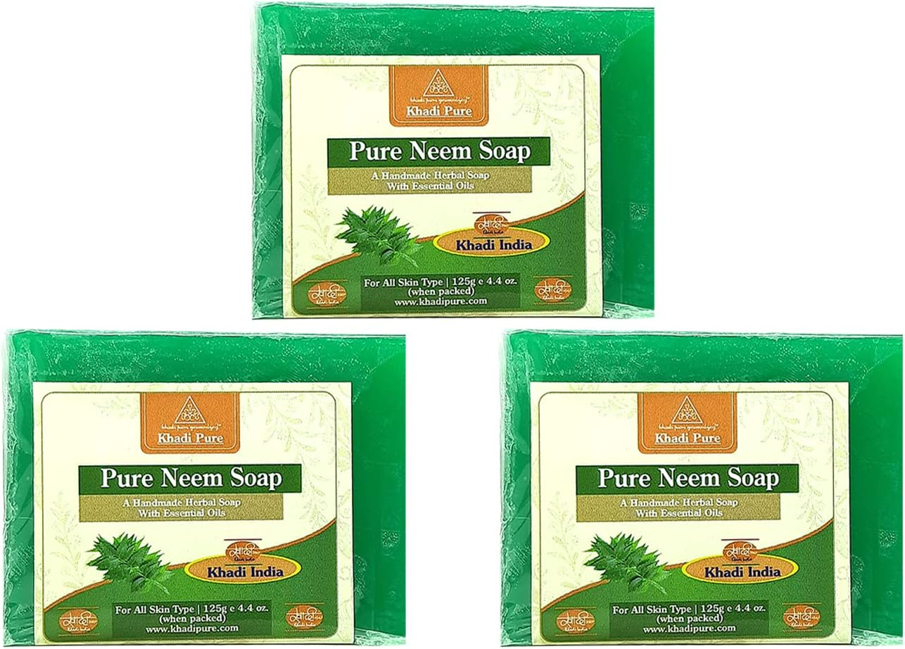 Khadi Pure Herbal Pure Neem Soap, 125 G (Pack of 3) image number 1