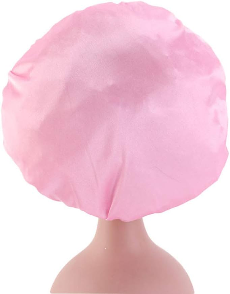 2 Pcs Kids Satin Sleeping Caps Head Cover Bonnet with Elastic Band Hair Care Cap Night Hat for Baby Toddler Teens (Purple and Pink) image number 3