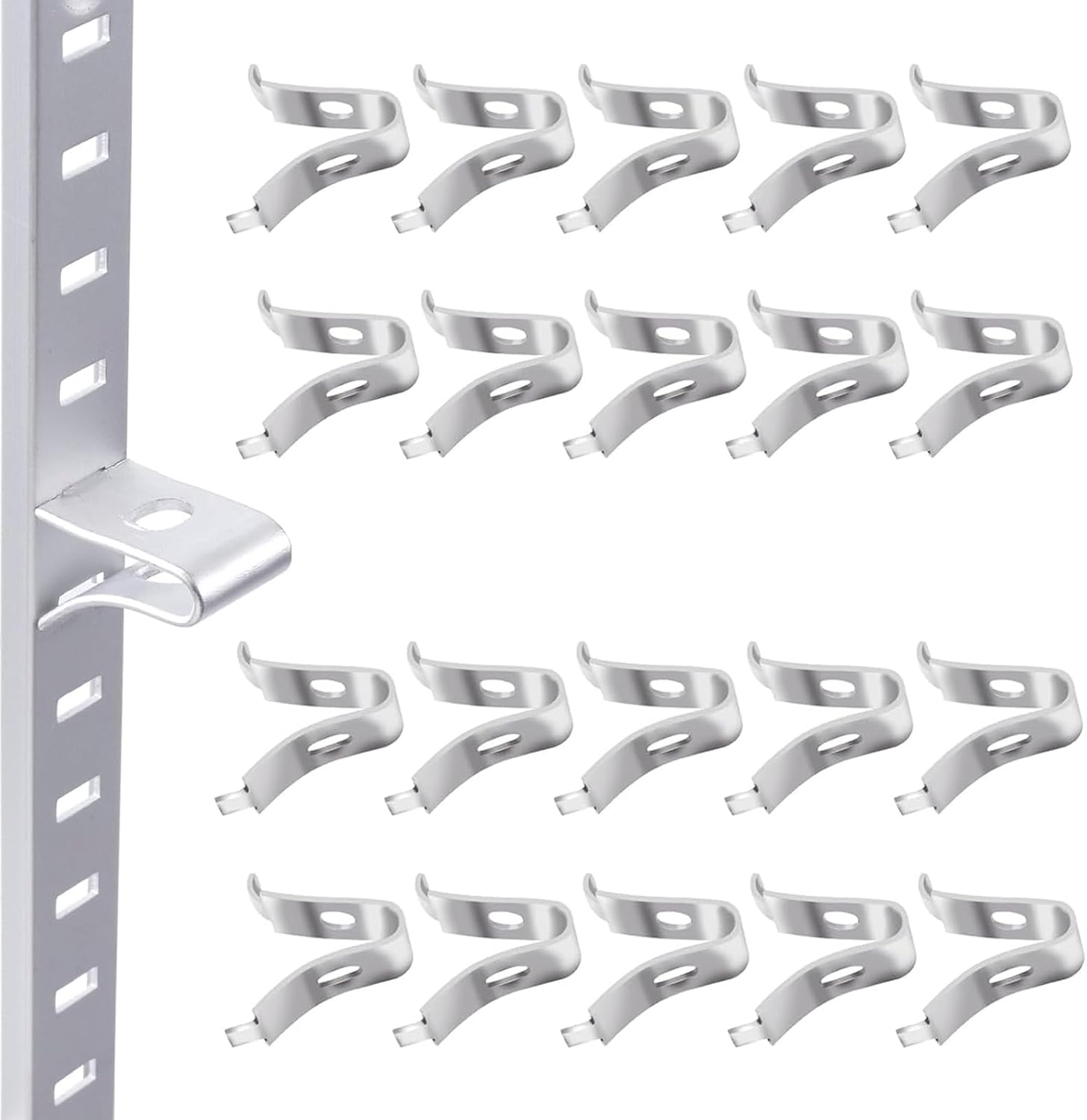 50Pcs Adjustable Cabinet Shelf Bracket Clips, Metal Shelf Bracket Clips, Shelf Pegs, Shelf Support Pins, Pilaster Shelf Support Clip for Metal Shelving (50)
