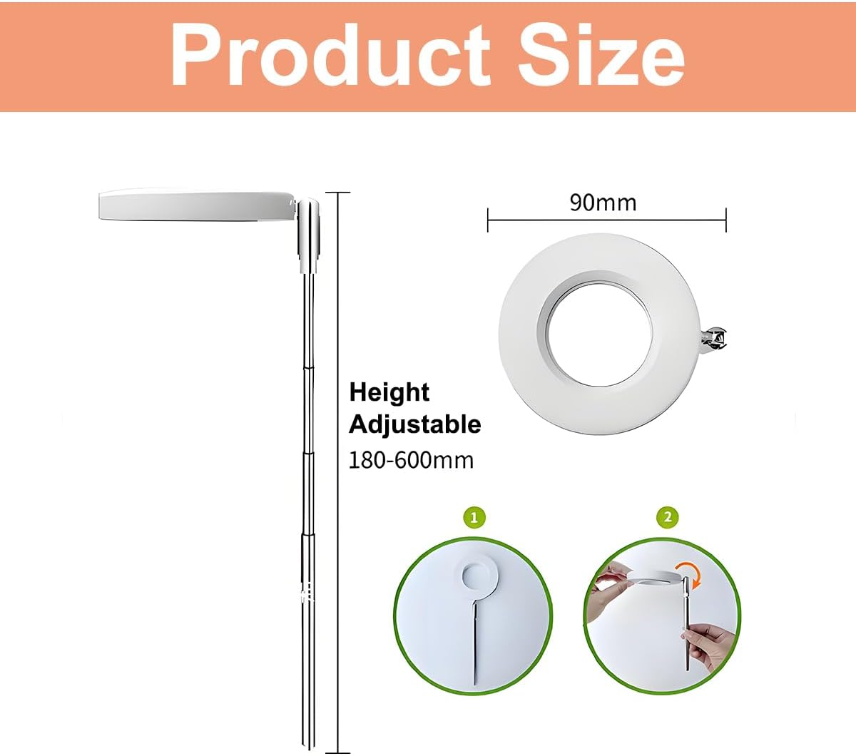 2 Plant Growing Light, 40 Leds Full Spectrum LED Plant Light for Indoor Plants, 2 Packs Auto On/Off Timer 2/4/8H Growing Lamp with 4 Dimmable Brightness image number 2