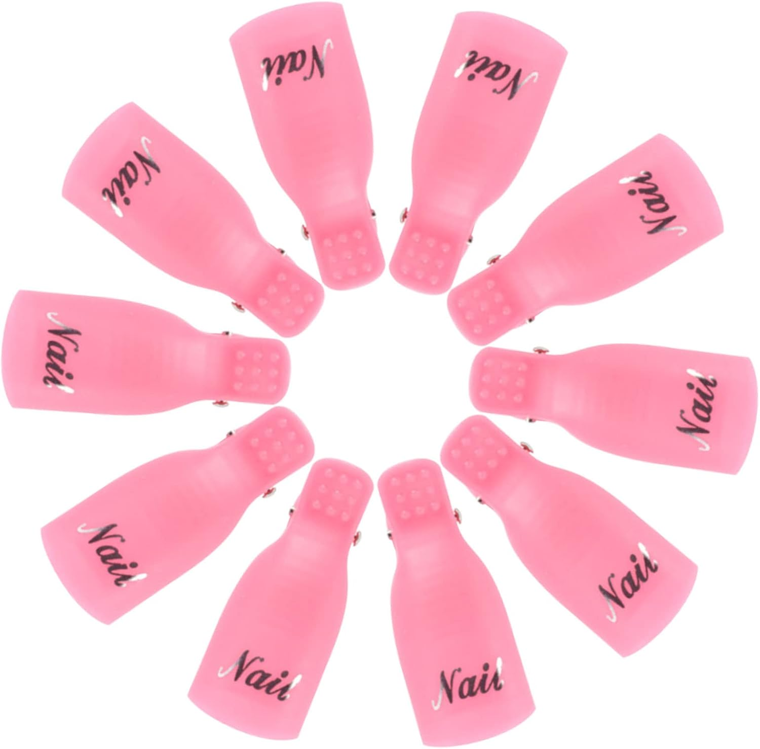 Hanyousheng Acrylic Gel Polish Clips, Nail Clip Nail Art Gel Polish Remover Plastic, 10 PCS, Pink image number 4