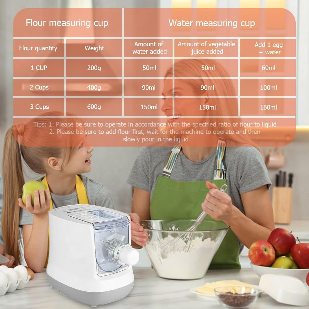 Xoxomeg Electric Pasta Maker, 260W Household Electric Automatic Noodle Maker with 12 Noodle Moulds, 2 in 1 Kneading and Making Noodles Machine image number 2