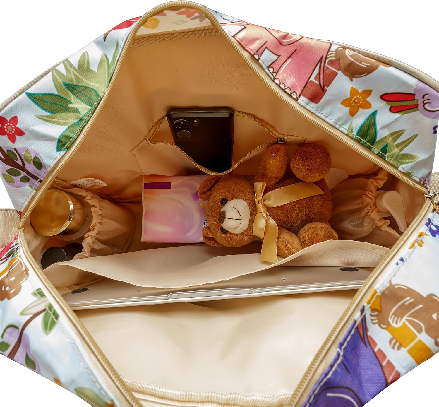 Diaper Bag Women Tote Bag Nylon Nappy Bag Durable Shoulder Bag Pregnant Handle Bag, Multi, Large, Animal, Large image number 4