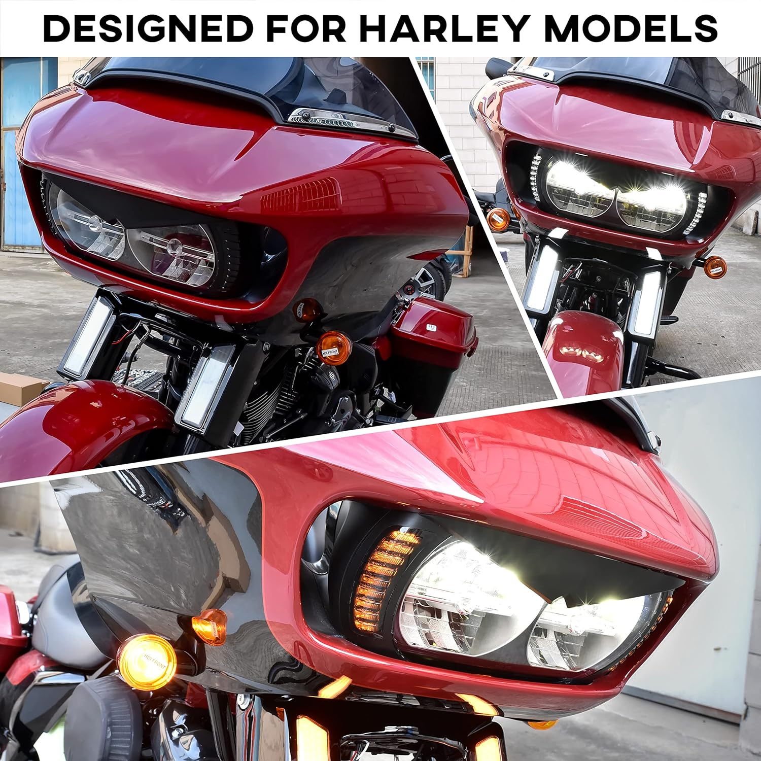 Headlight Eyebrows Sticker for 2015-Up Road Glide, Black Headlamp Eyebrow Eyelids Upper Tip Trim Decoration Cover Visor Decoration for Harley Davidson Road Glide 2015-Later Accessories